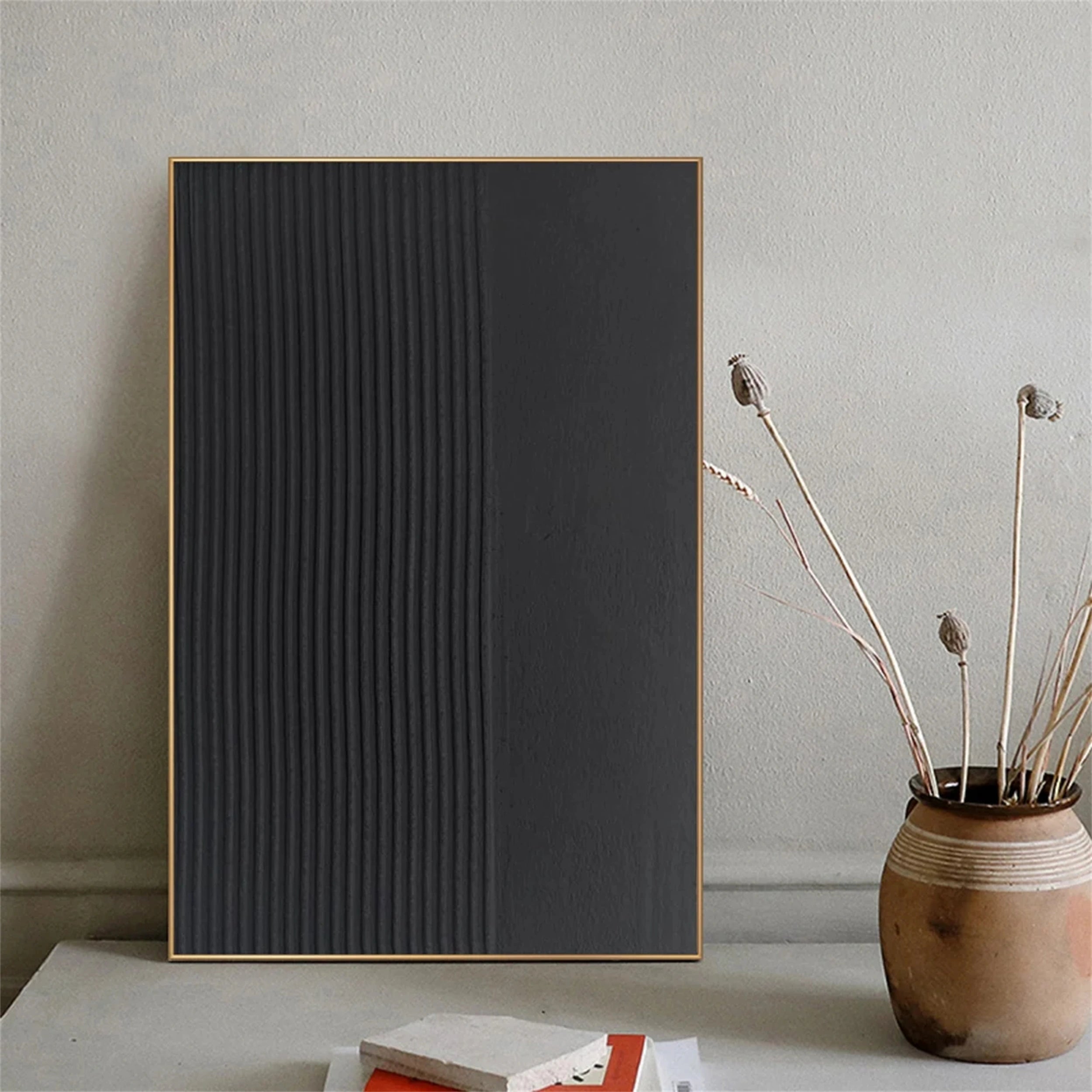 Black Textured Minimalist Wall Art #BT052