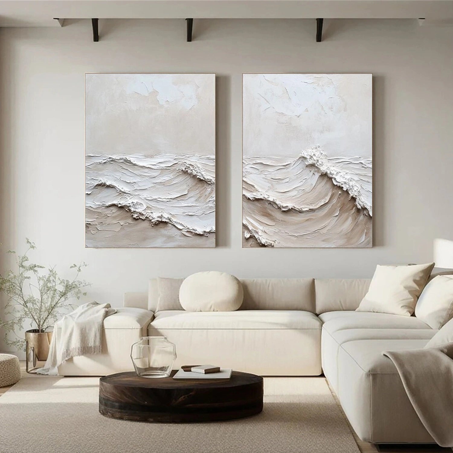 Sky And Ocean Abstract Textured Wall Art #SO358