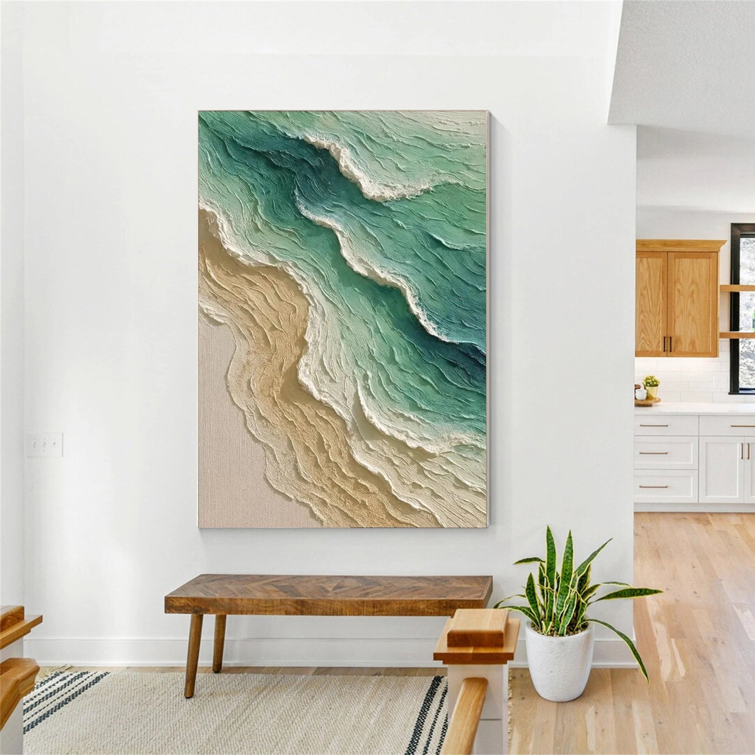 Sky And Ocean Abstract Textured Wall Art #SO354