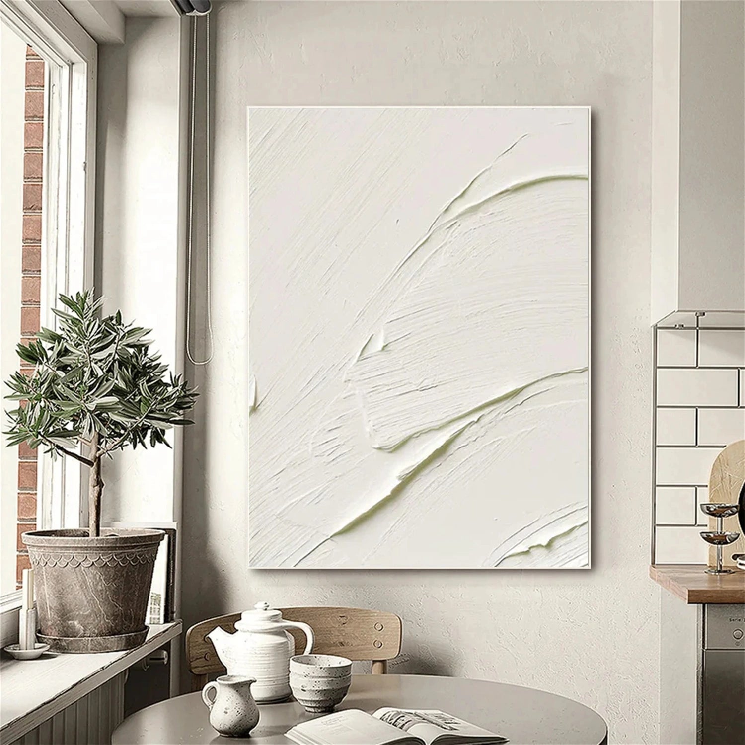 White Textured Minimalist Wall Art #WT024