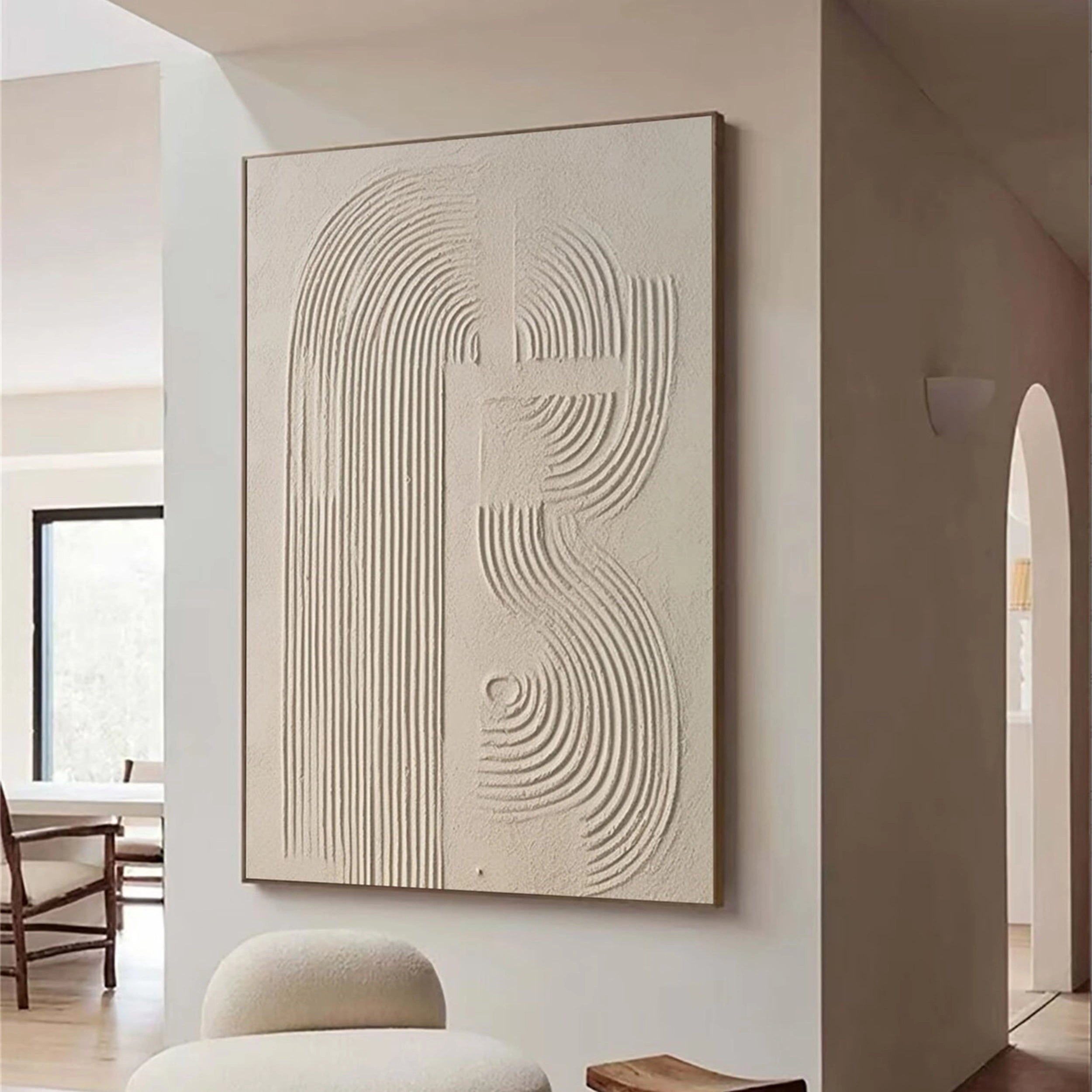 Beige & Brown Textured Minimalist Wall Art #BM025