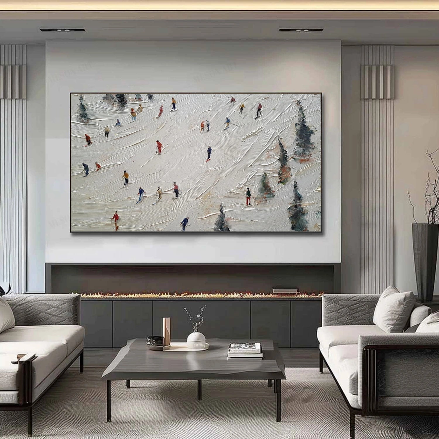 Skiing Sport Textured Wall Art #BA041