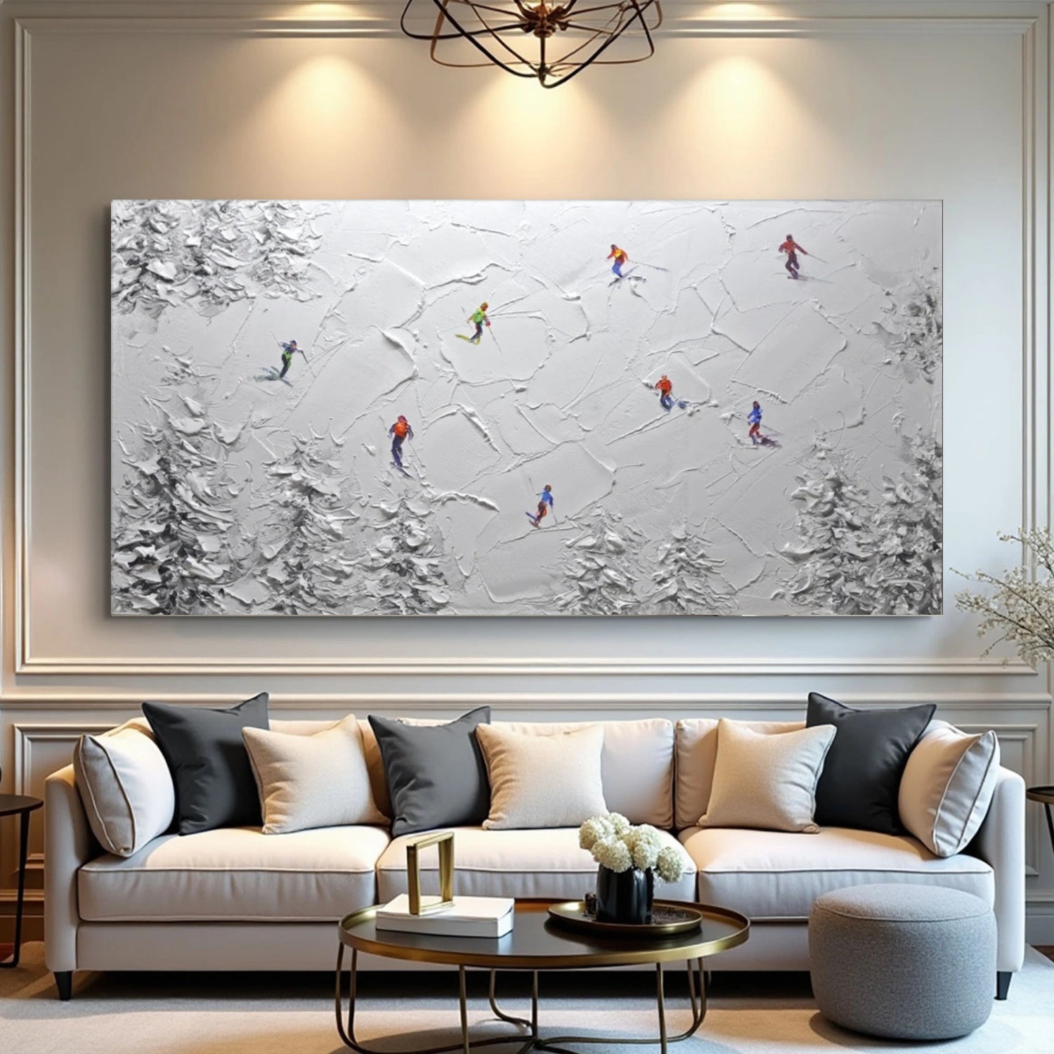 Skiing Sport Textured Wall Art #BA027