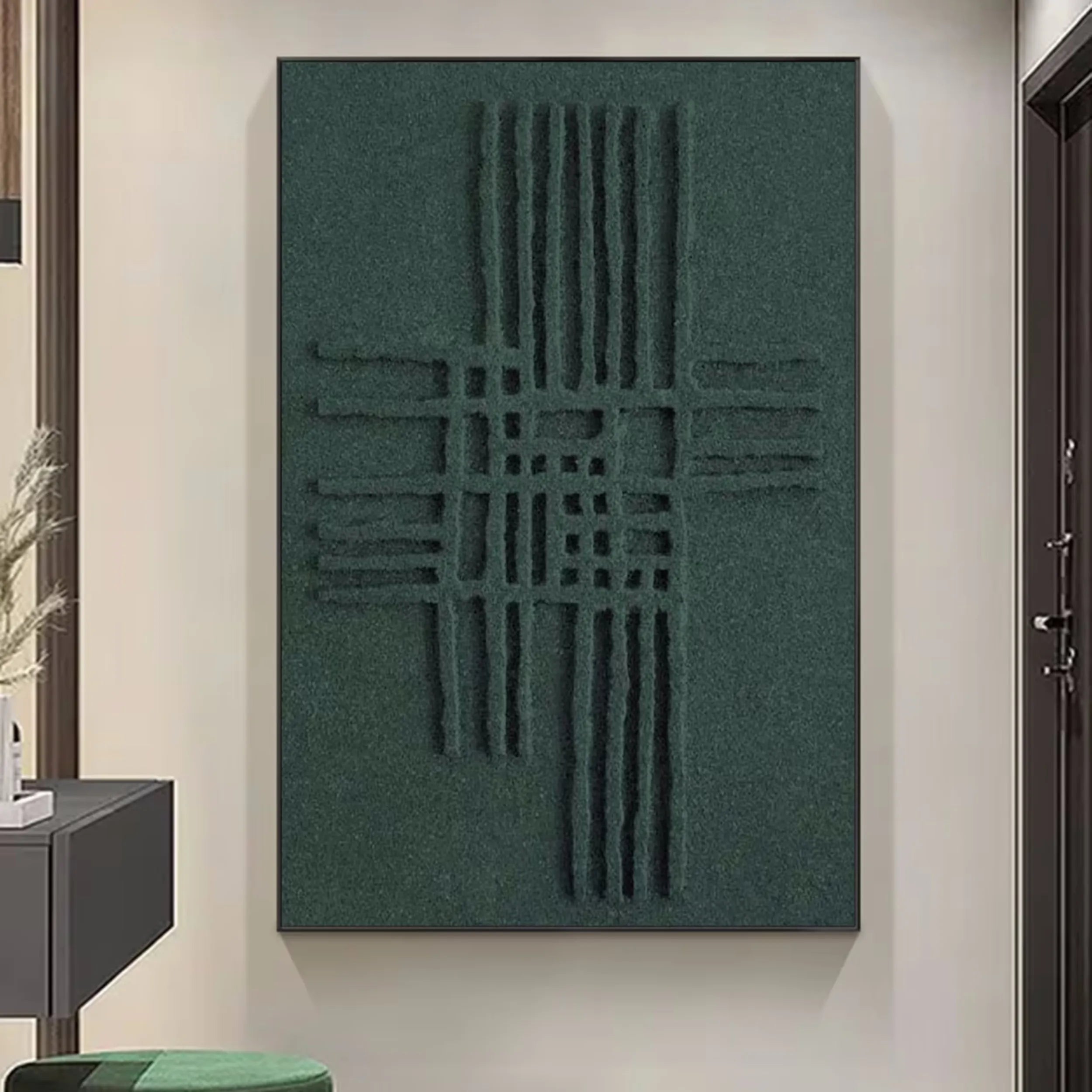 Green Textured Minimalist Wall Art #GT028