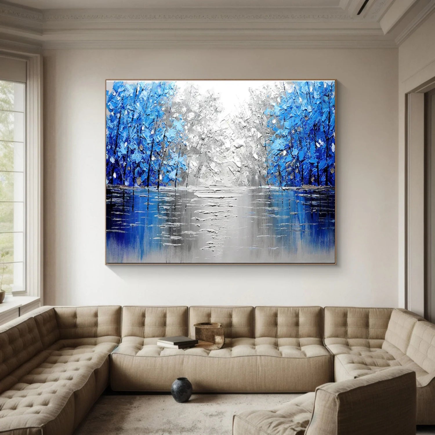Blue Tree And Flower Painting #TF078