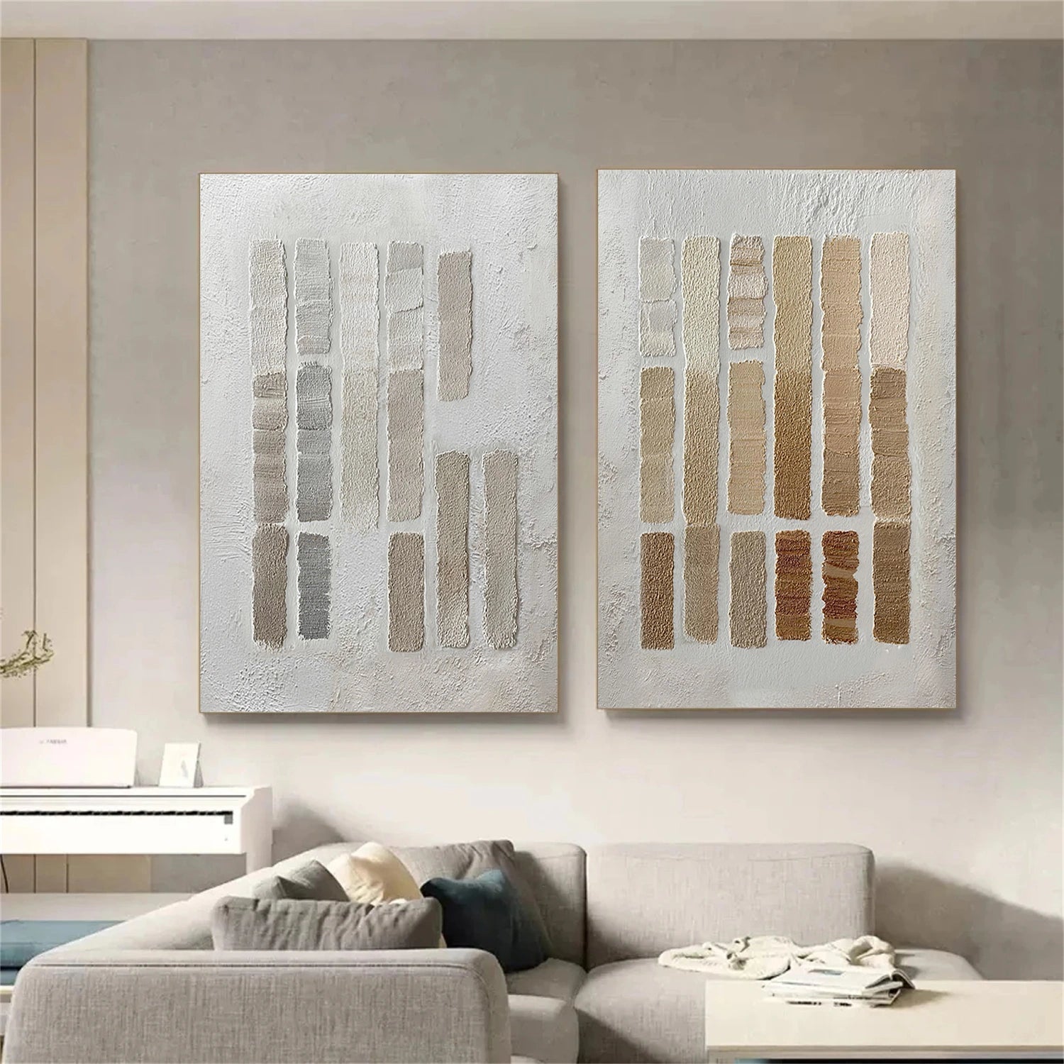 Wabi Sabi Abstract Textured Canvas Art Set of 2 #WA250
