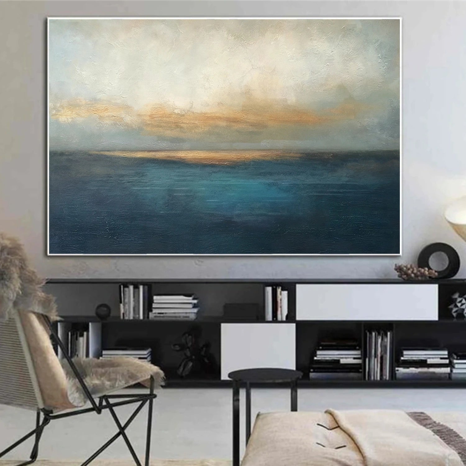 Blue and Gold Abstract Wall Art #AW196