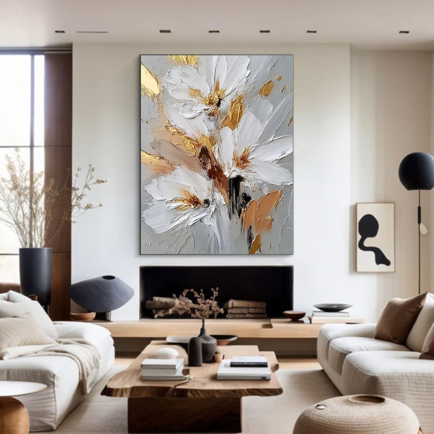 Tree And Flower Abstract Textured Wall Art #TF187