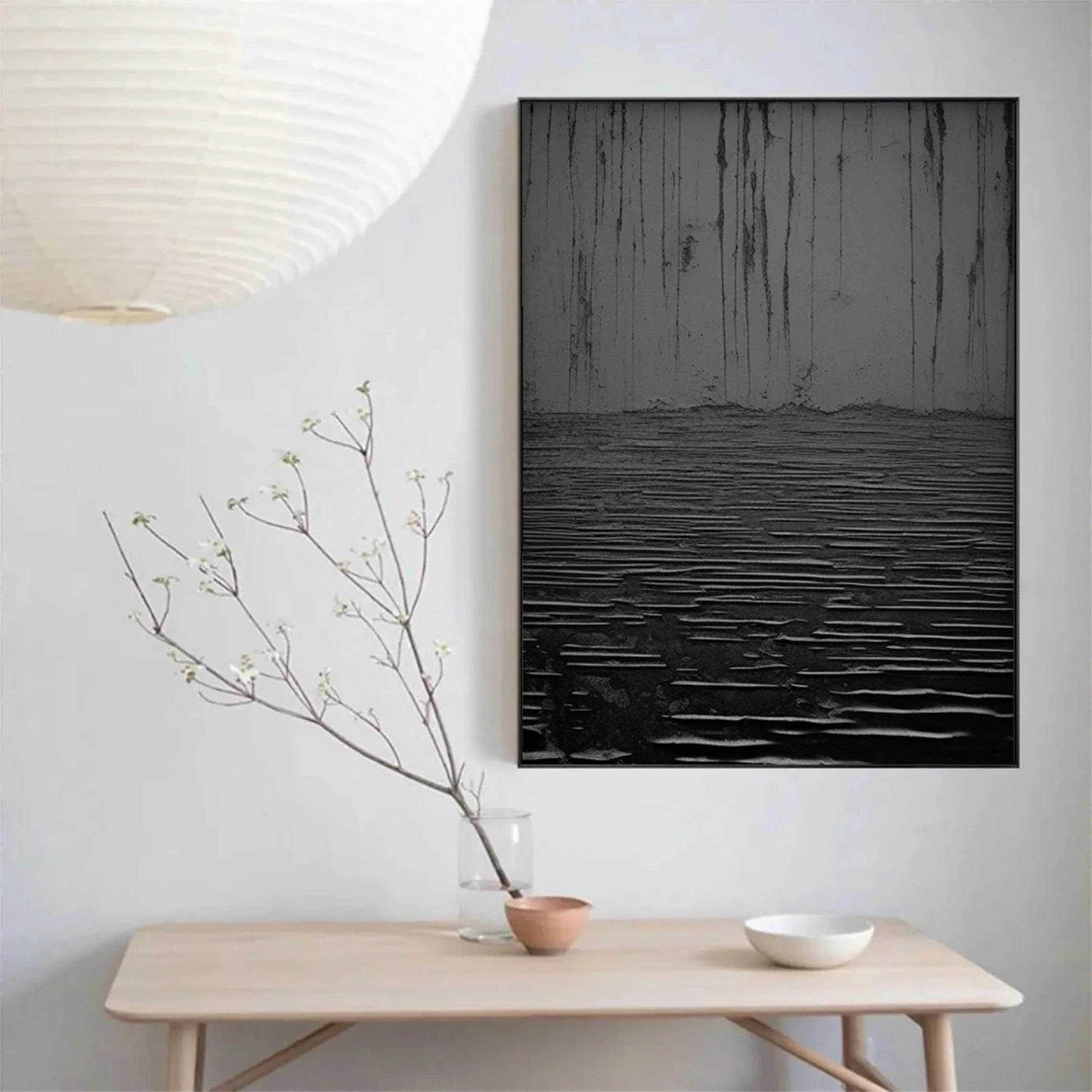 Black Textured Minimalist Wall Art #BT041