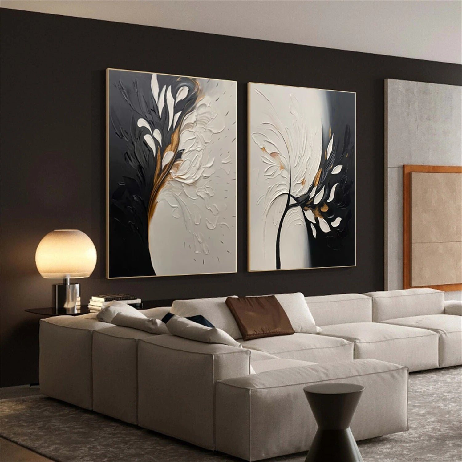 Tree And Flower Abstract Textured Wall Art Set of 2 #TF131