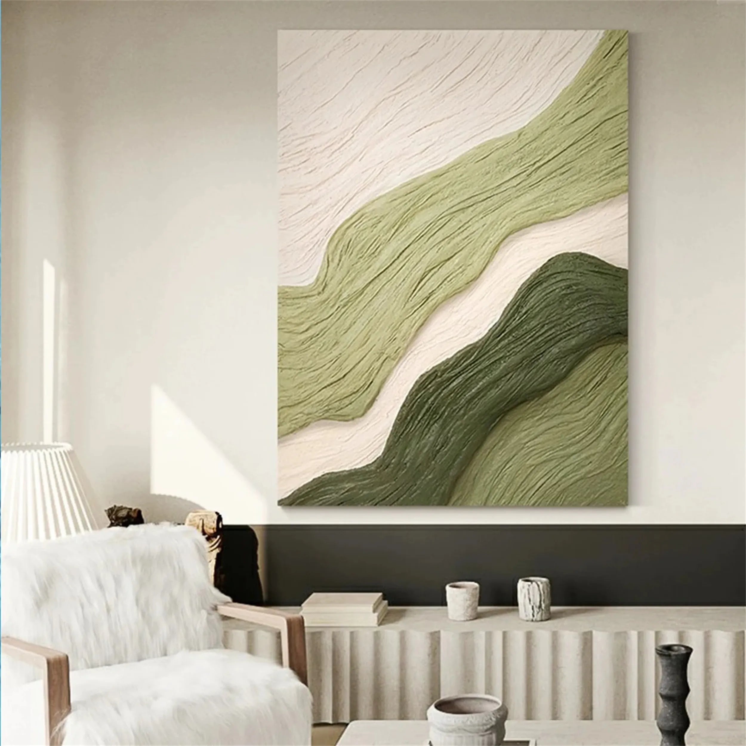 Green Textured Minimalist Wall Art #GT026