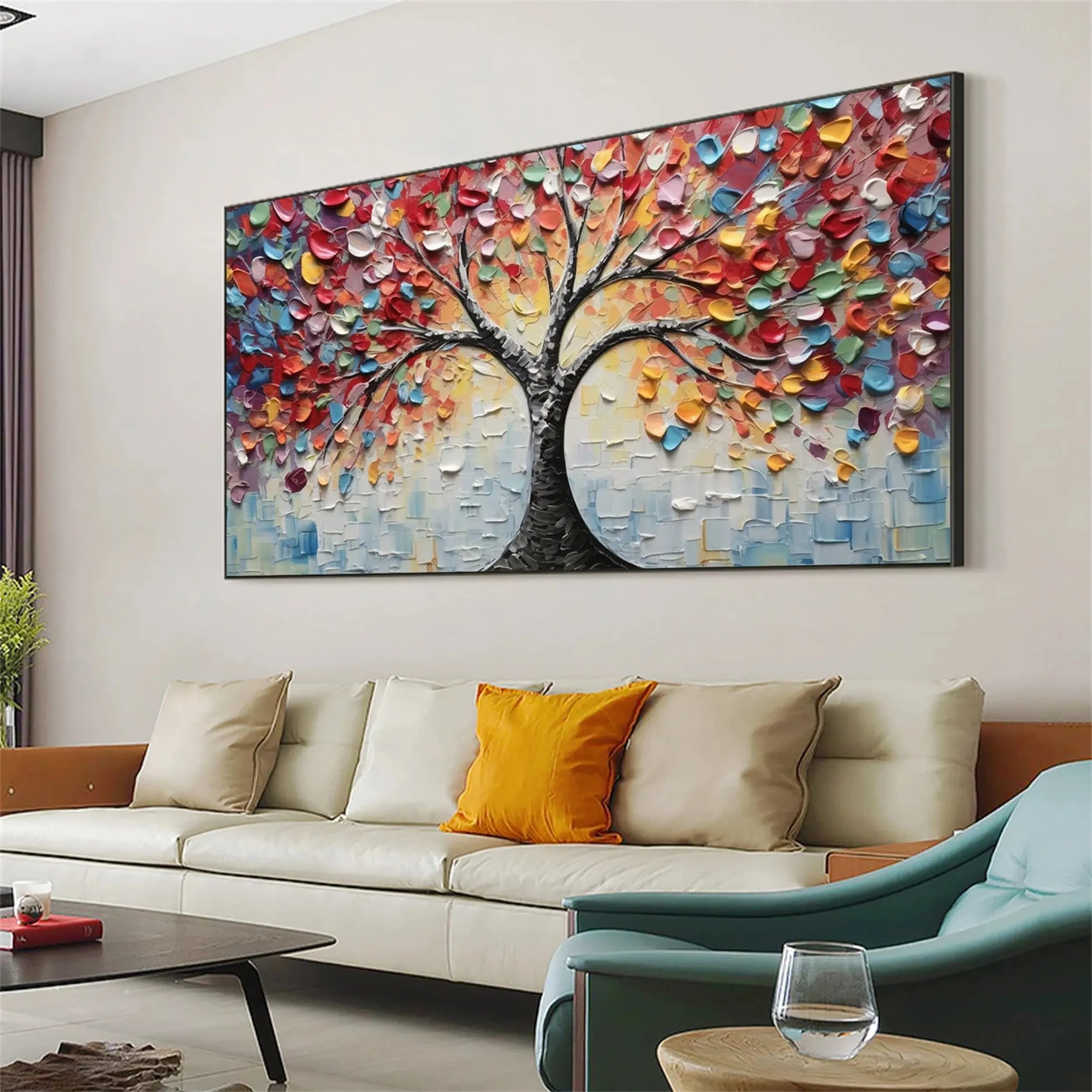 Colorful Tree And Flower Painting #TF019