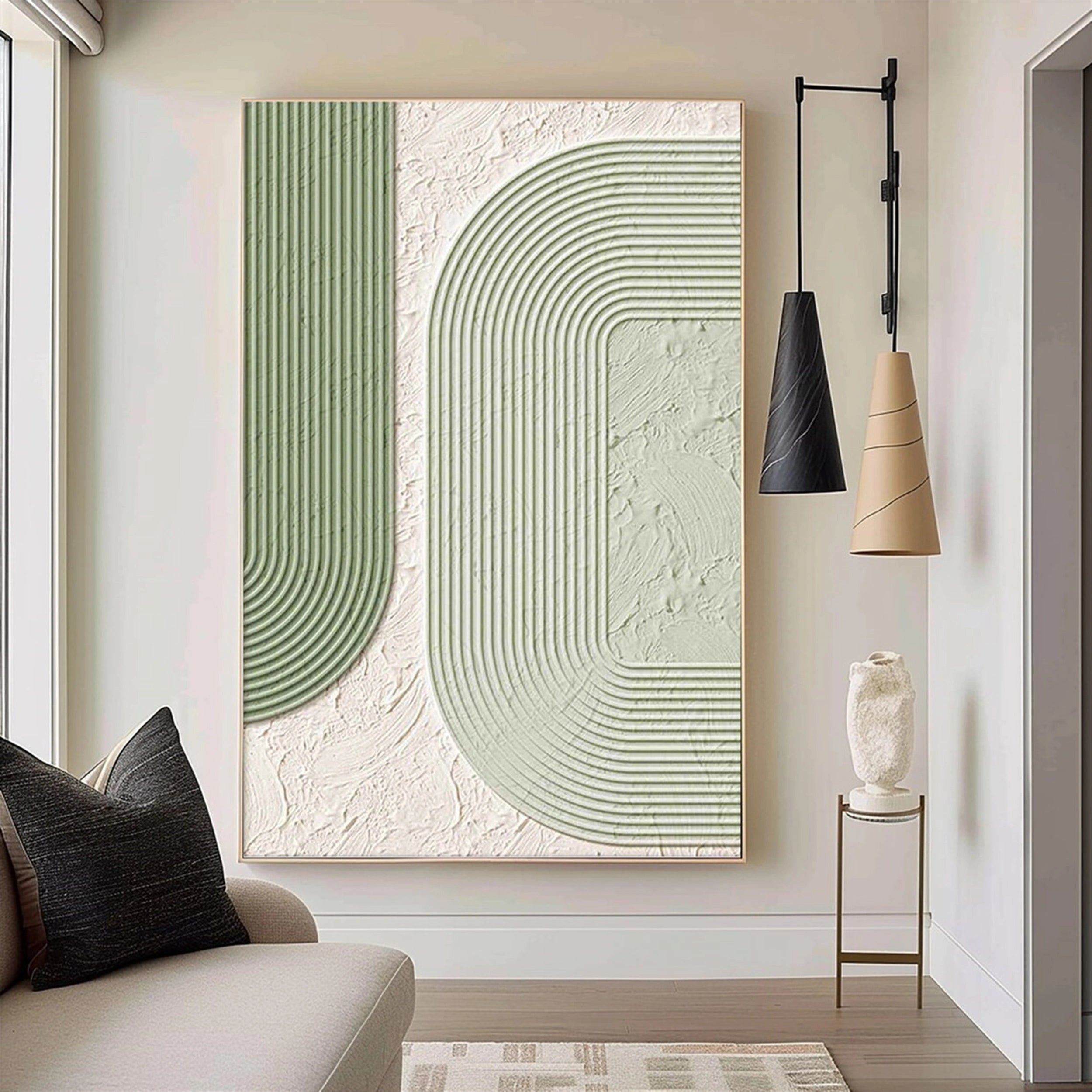 Green Textured Minimalist Wall Art #GT001