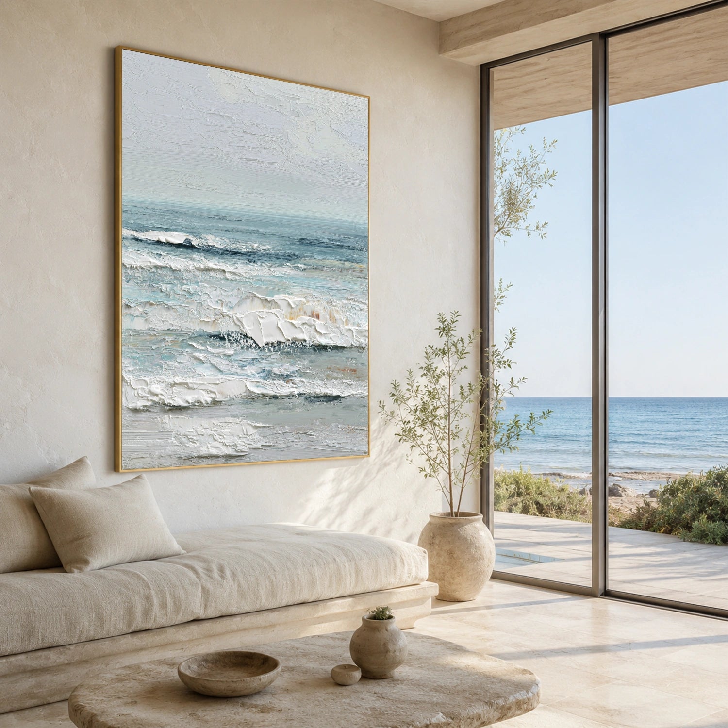 Sky And Ocean Abstract Textured Wall Art #SO443