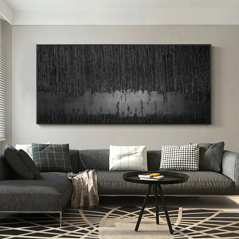 Black Textured Minimalist Wall Art #BT025