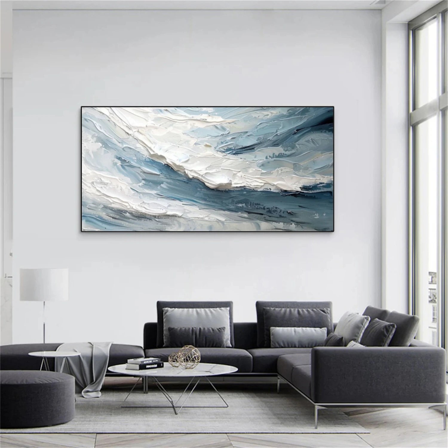 Sky And Ocean Abstract Textured Wall Art #SO336