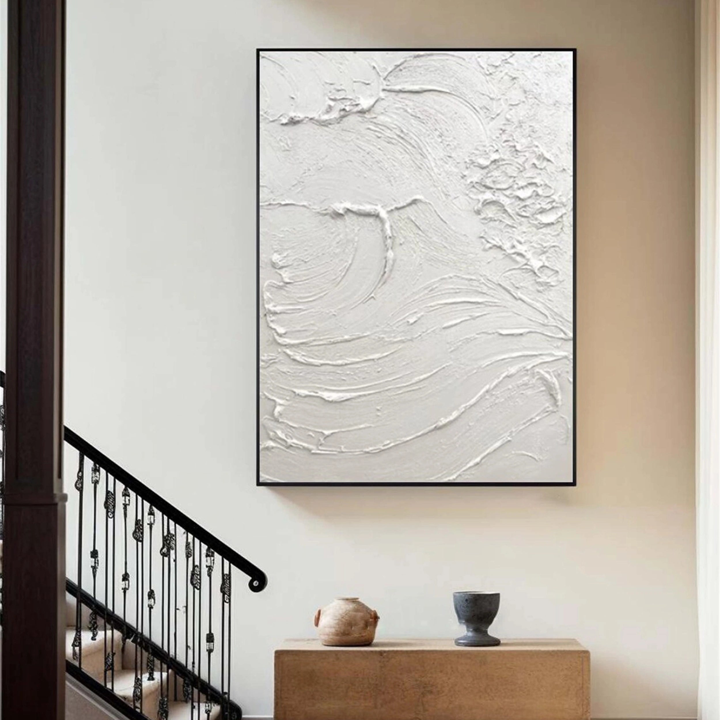 White Textured Minimalist Wall Art #WT078
