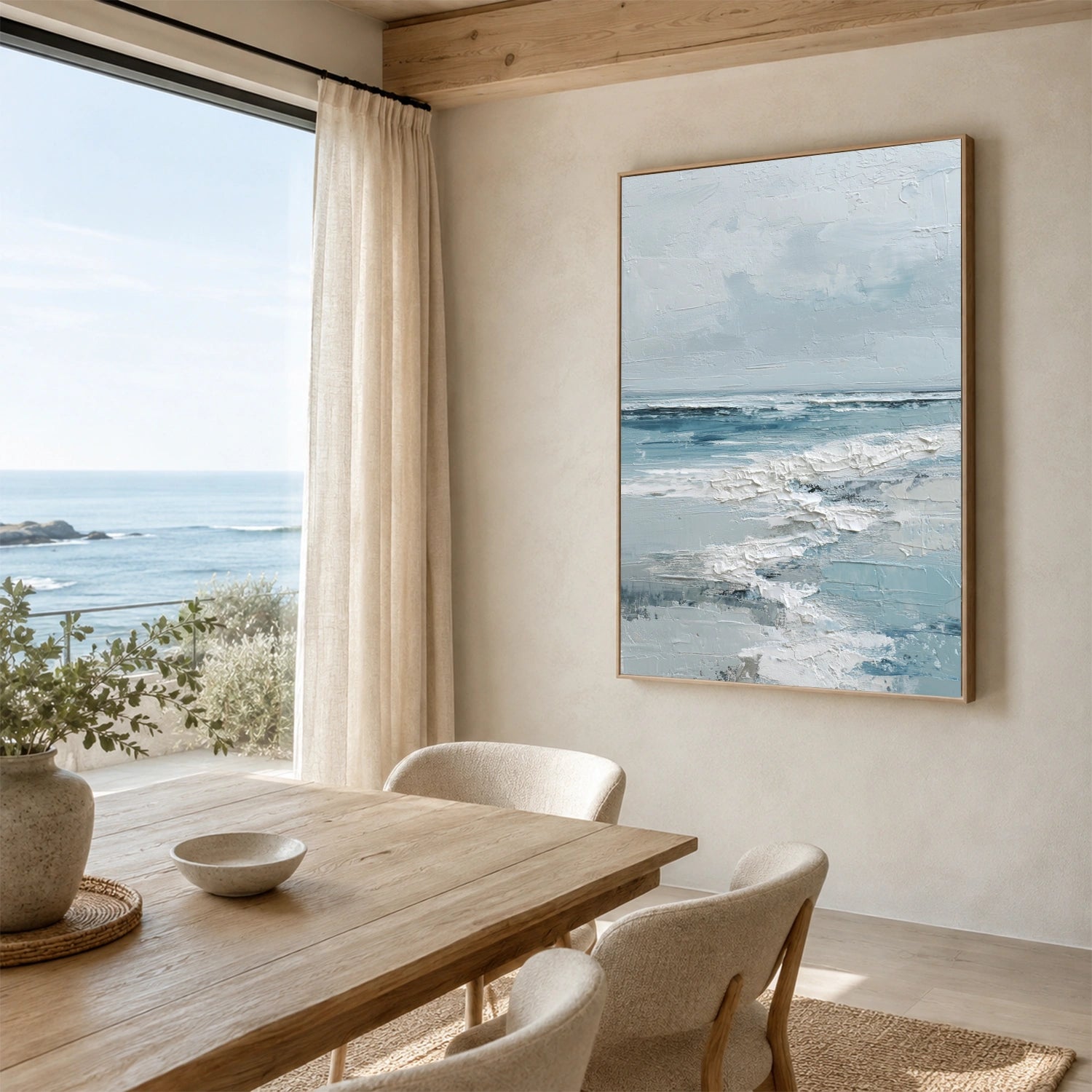 Sky And Ocean Abstract Textured Wall Art #SO442