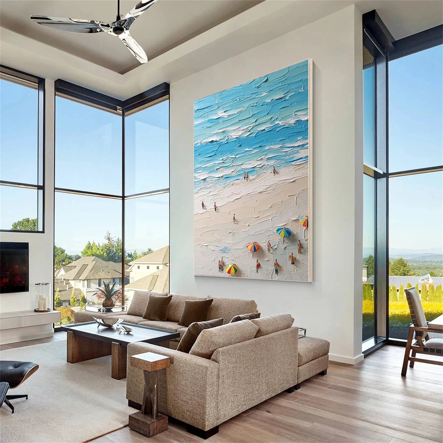 Sky And Ocean Abstract Textured Wall Art #SO274