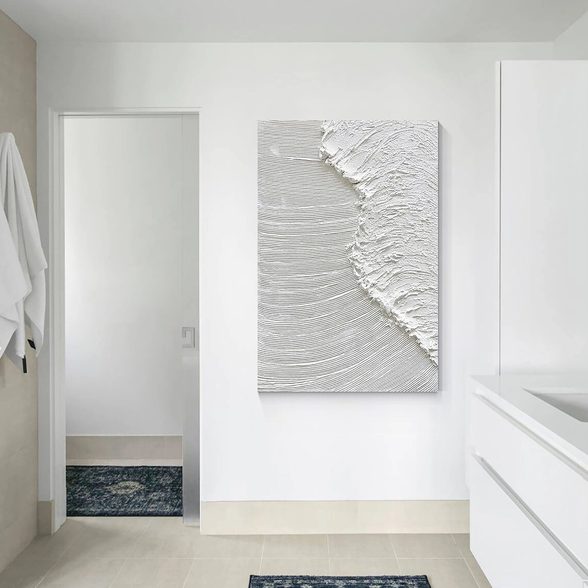 White Textured Minimalist Wall Art #WT058