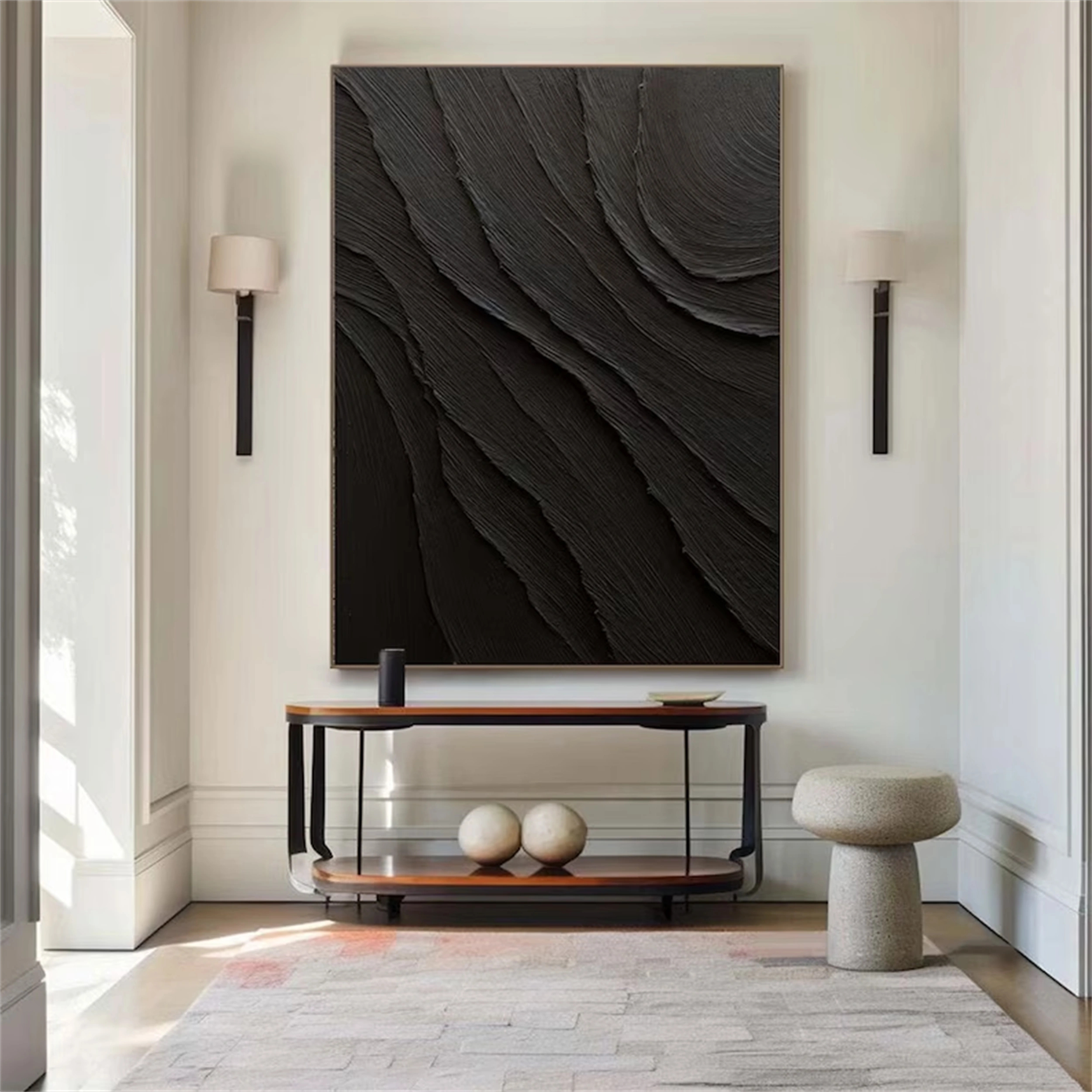 Black Textured Minimalist Wall Art #BT064