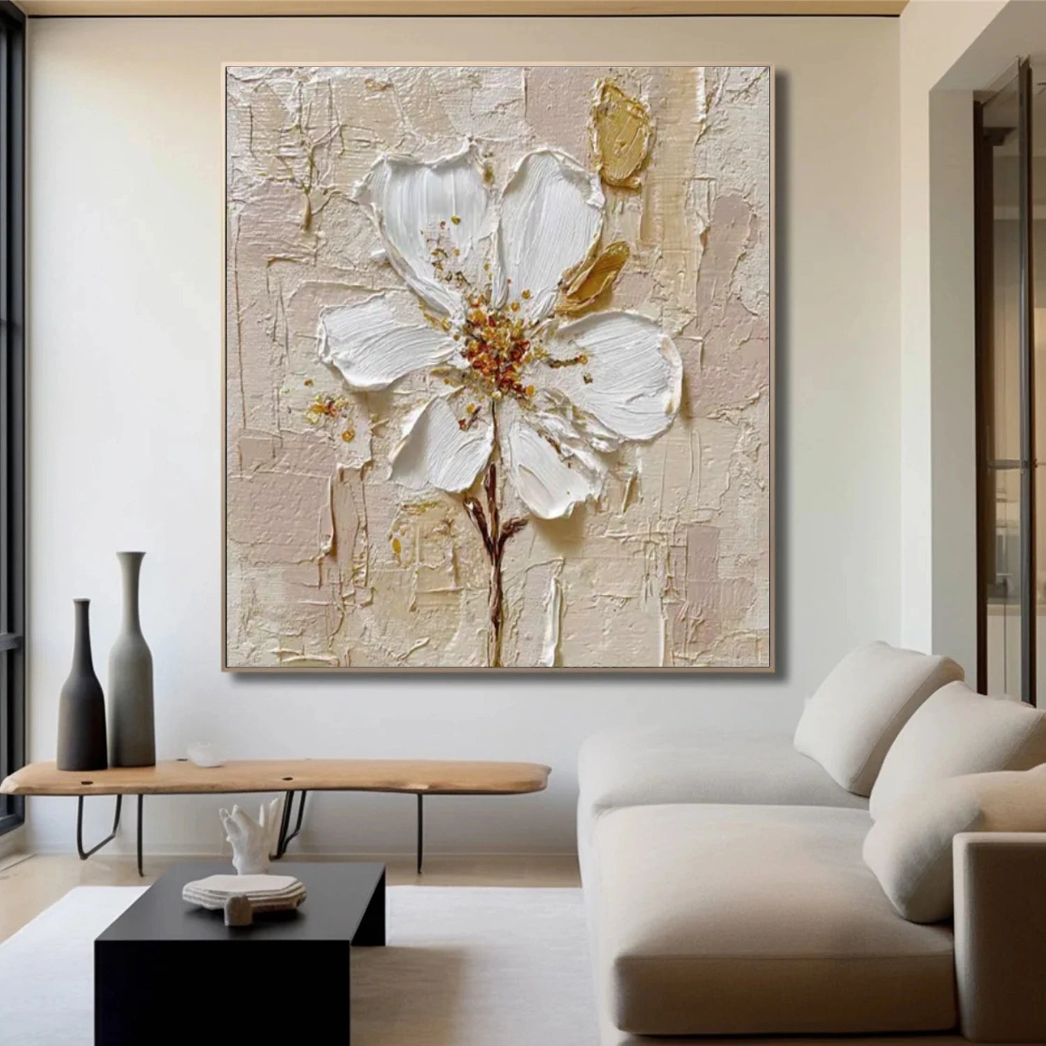 Tree And Flower Abstract Textured Wall Art #TF144