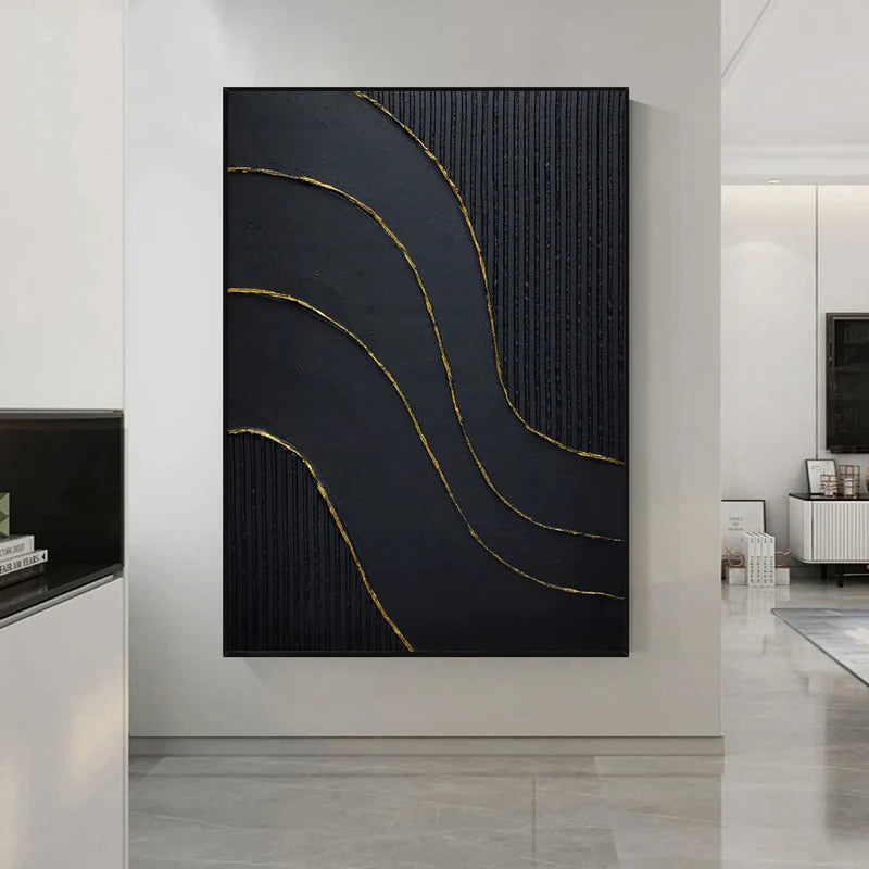 Black Textured Minimalist Wall Art #BT023