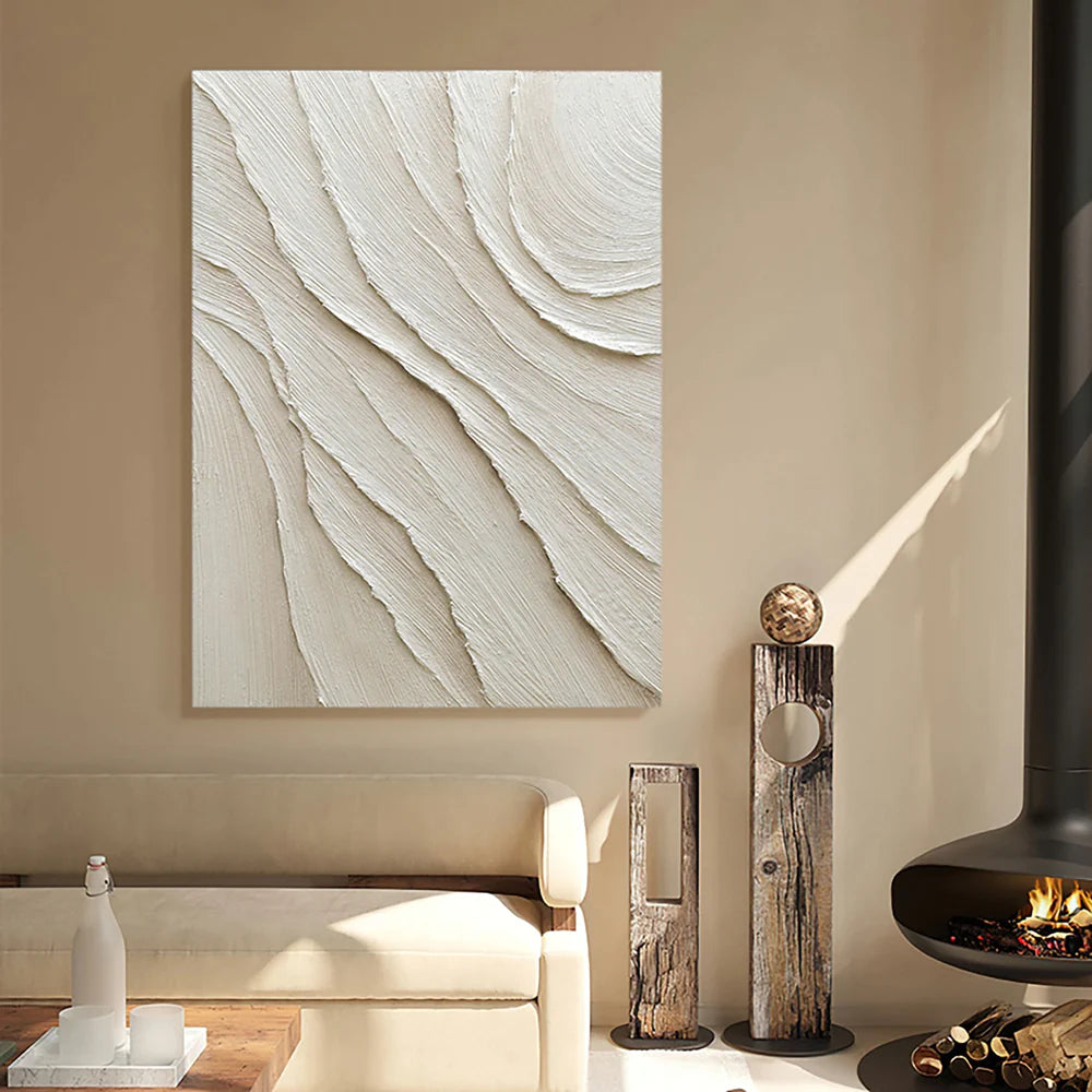 White Textured Minimalist Wall Art #WT031