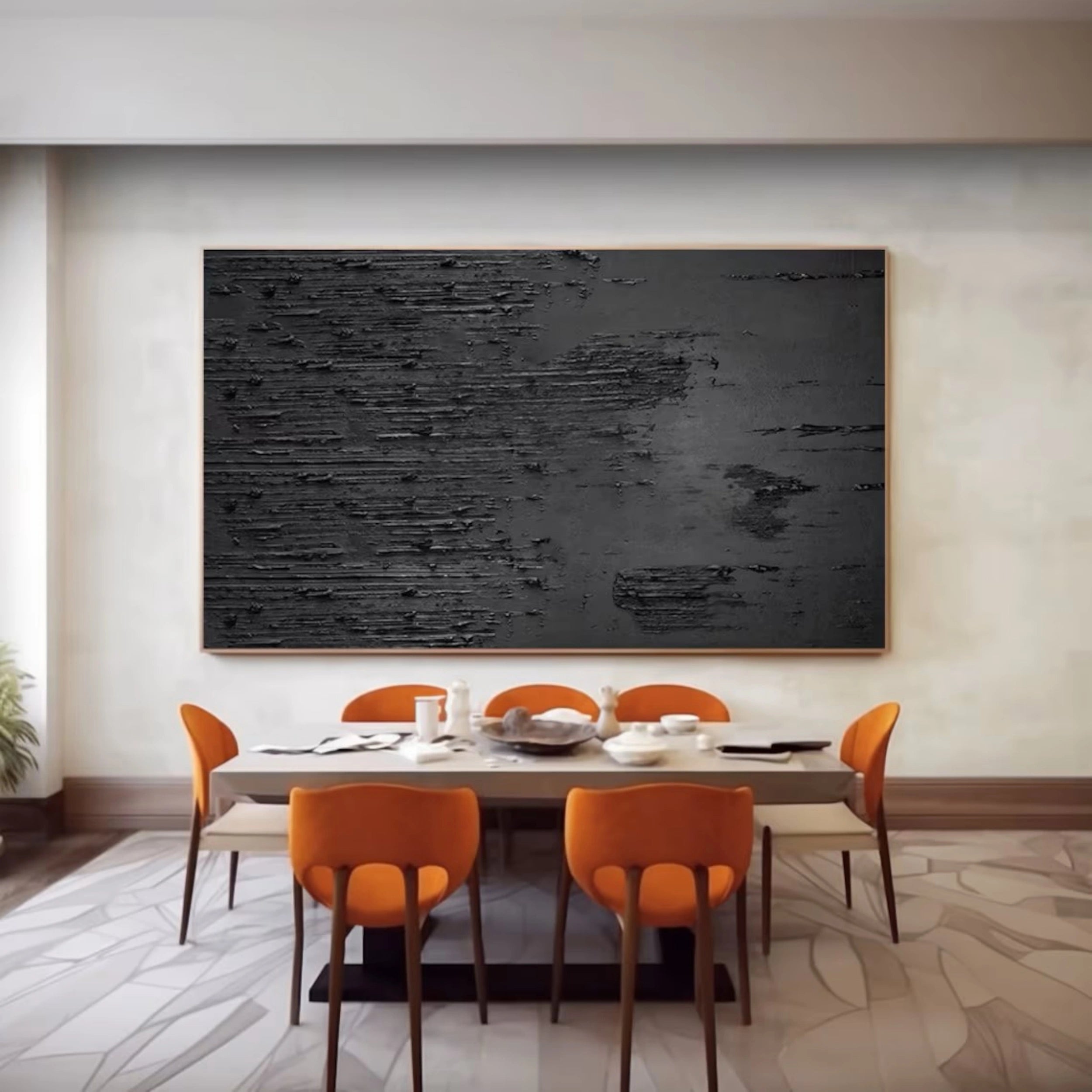 Black Textured Minimalist Wall Art #BT037