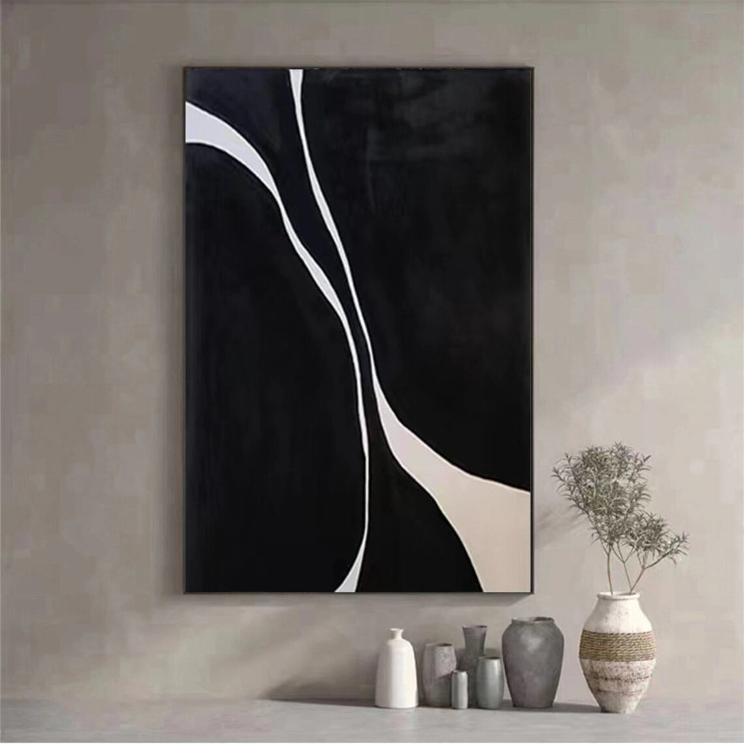 Black Textured Minimalist Wall Art #BT040