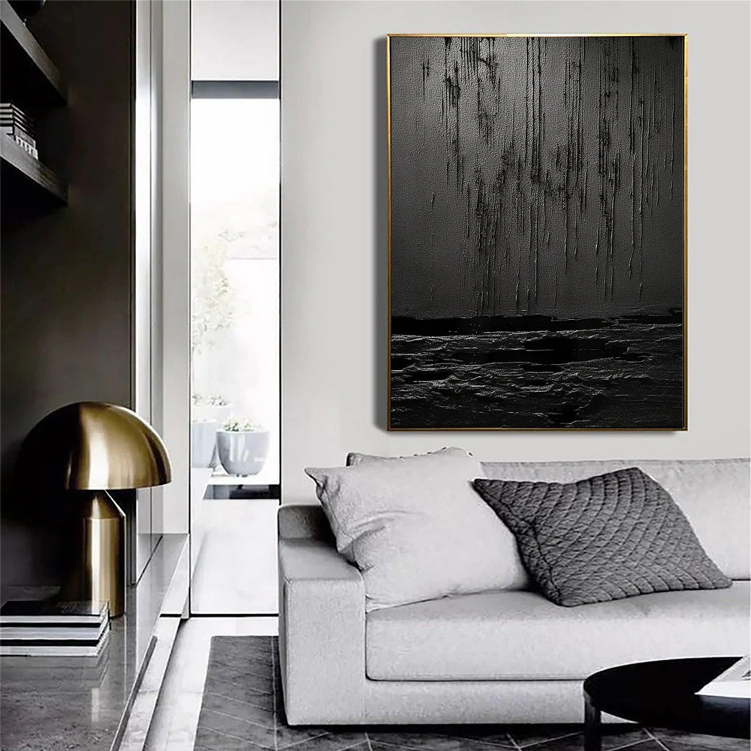 Black Textured Minimalist Wall Art #BT010