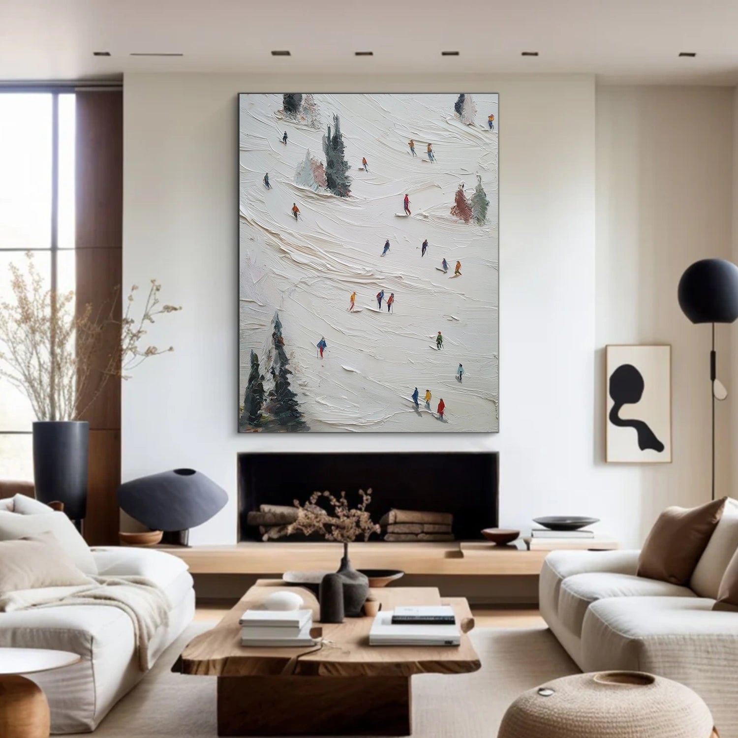 Skiing Sport Textured Wall Art #BA043