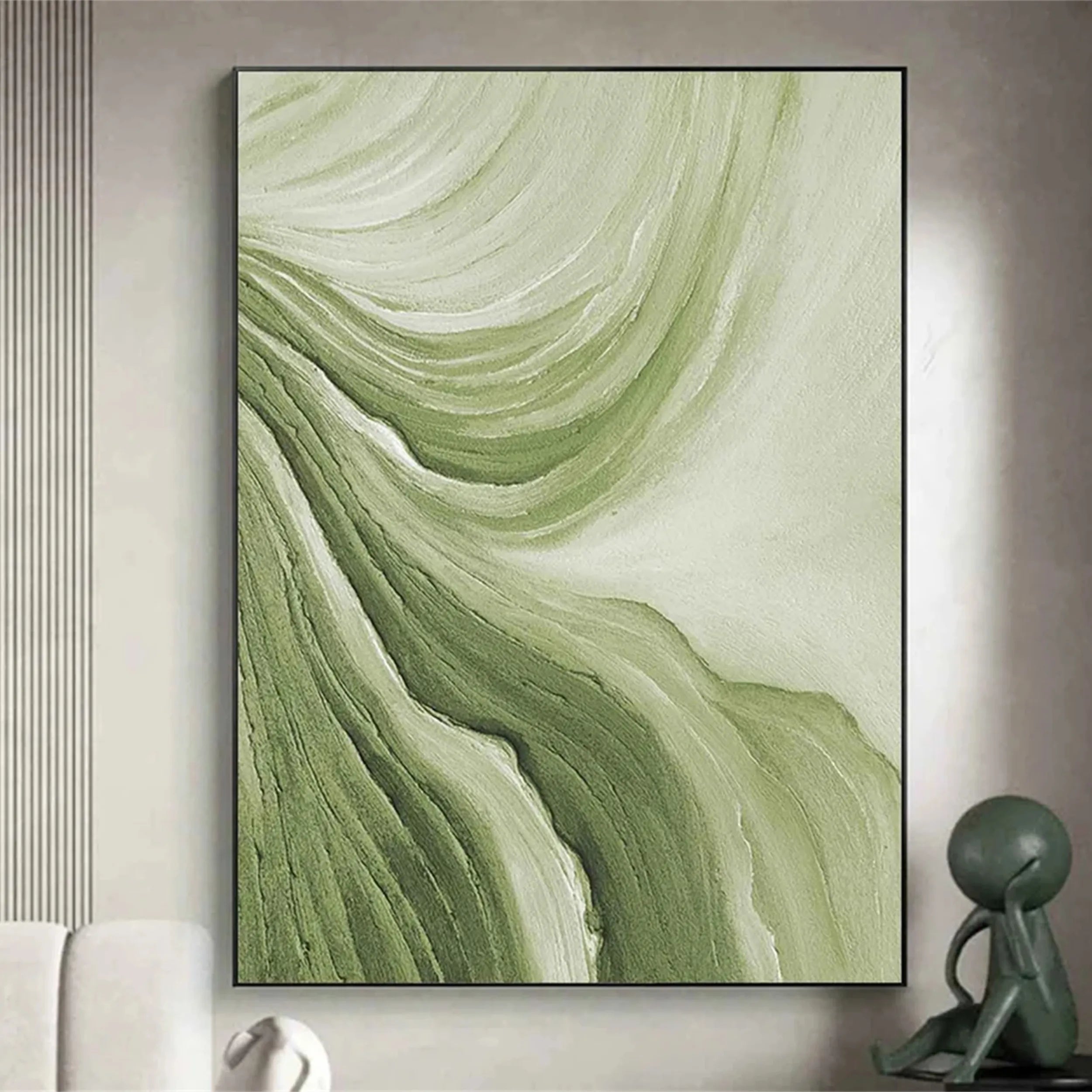 Green Textured Minimalist Wall Art #GT005