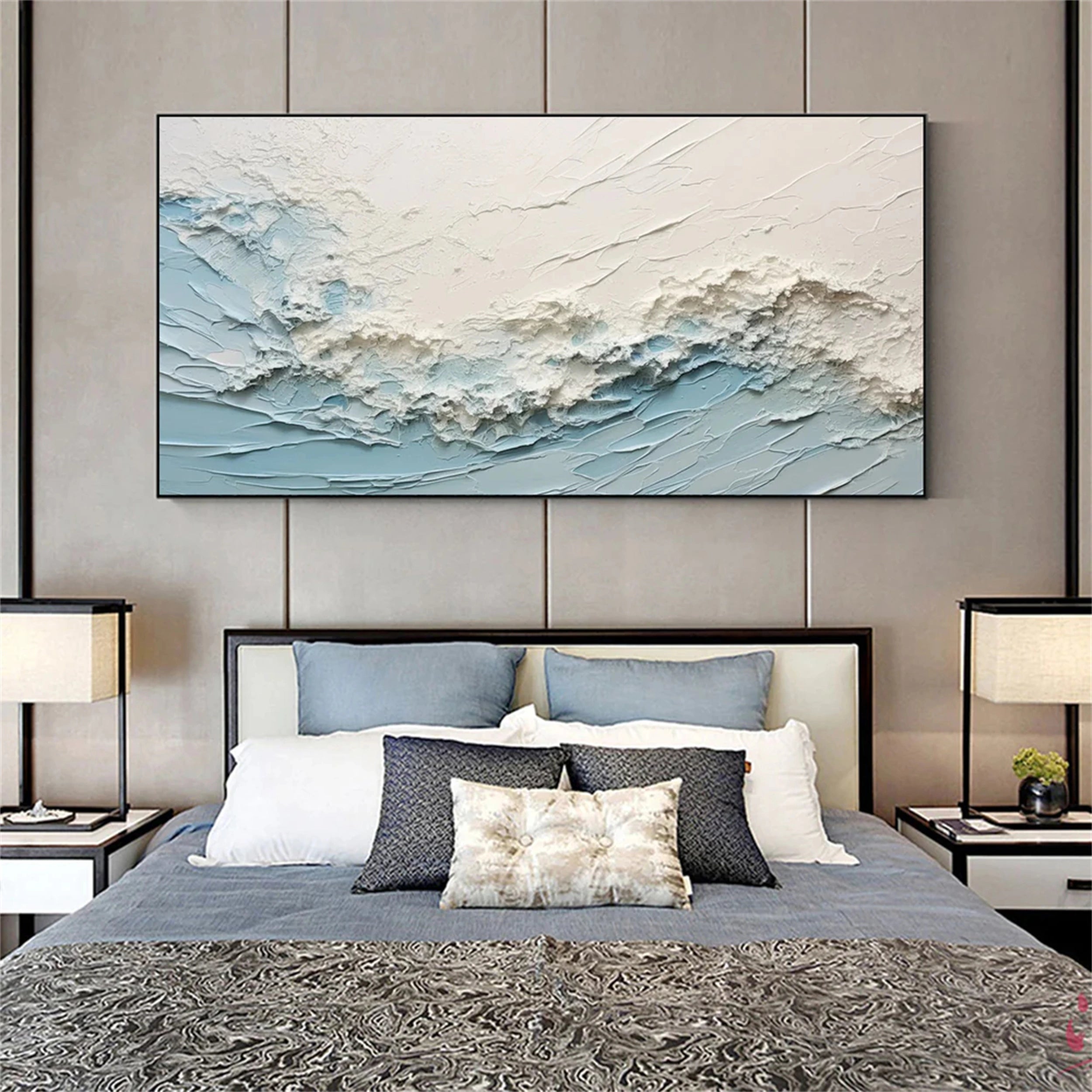 Blue Textured Minimalist Wall Art #BL015