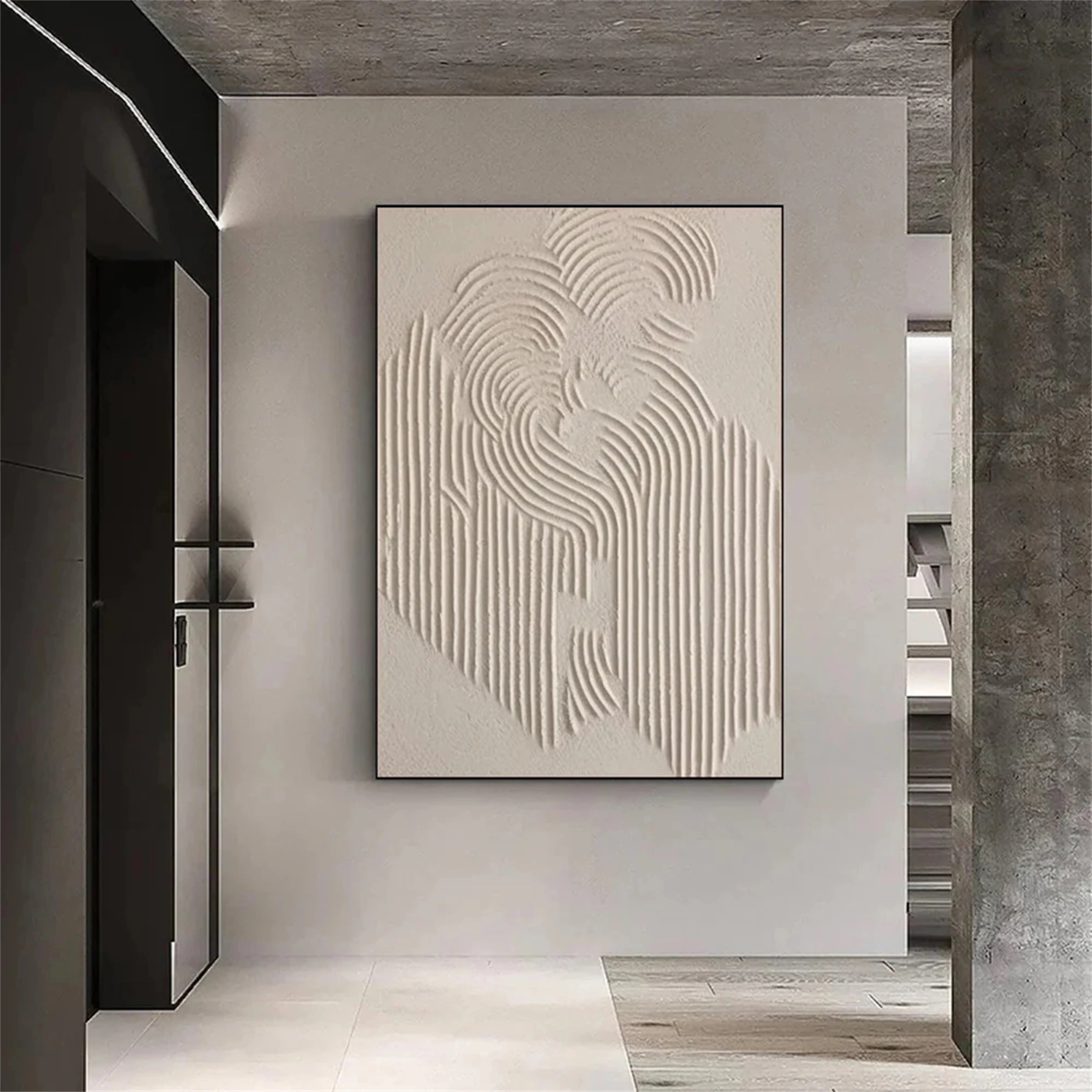 Beige & Brown Textured Minimalist Wall Art #BM029