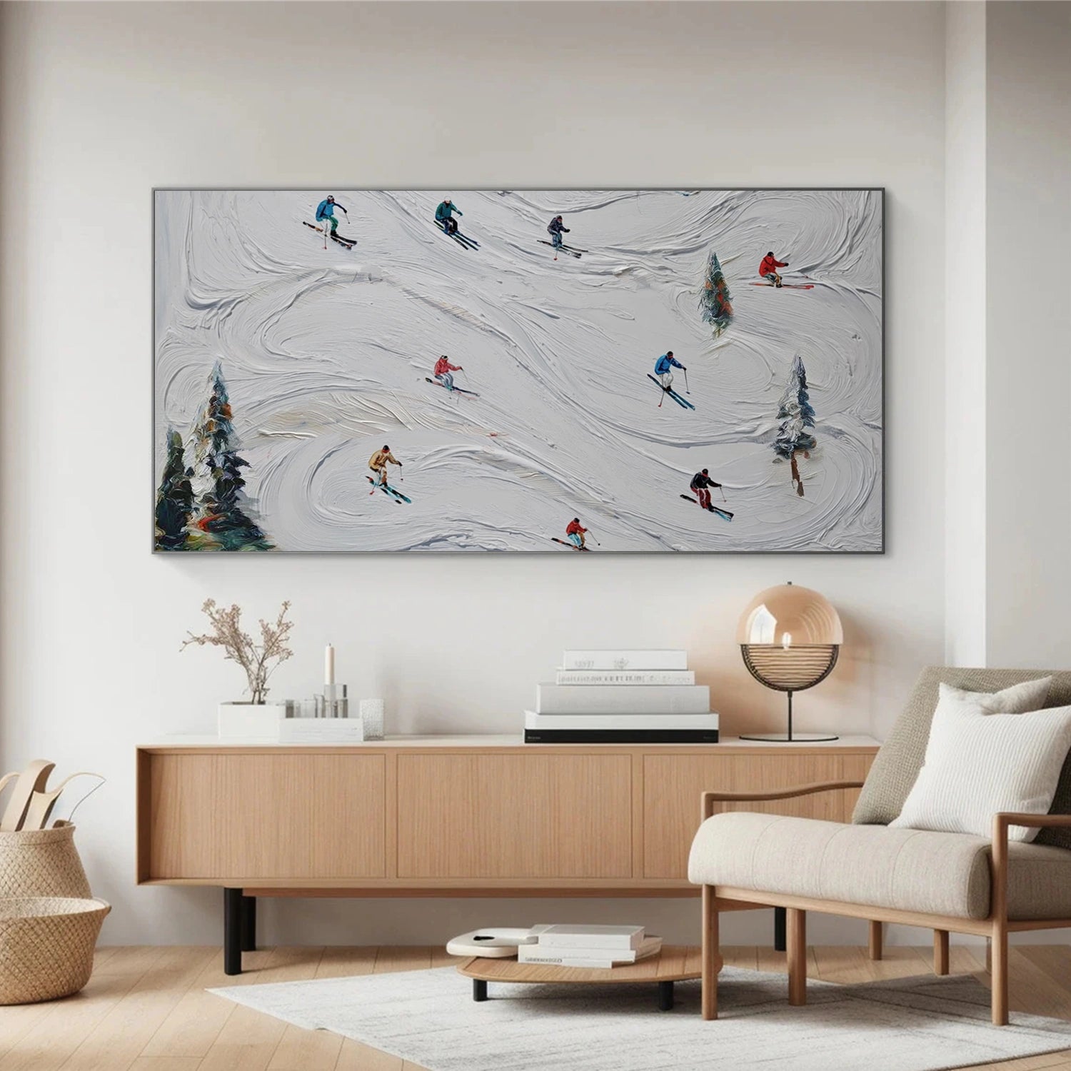 Skiing Sport Textured Wall Art #BA045