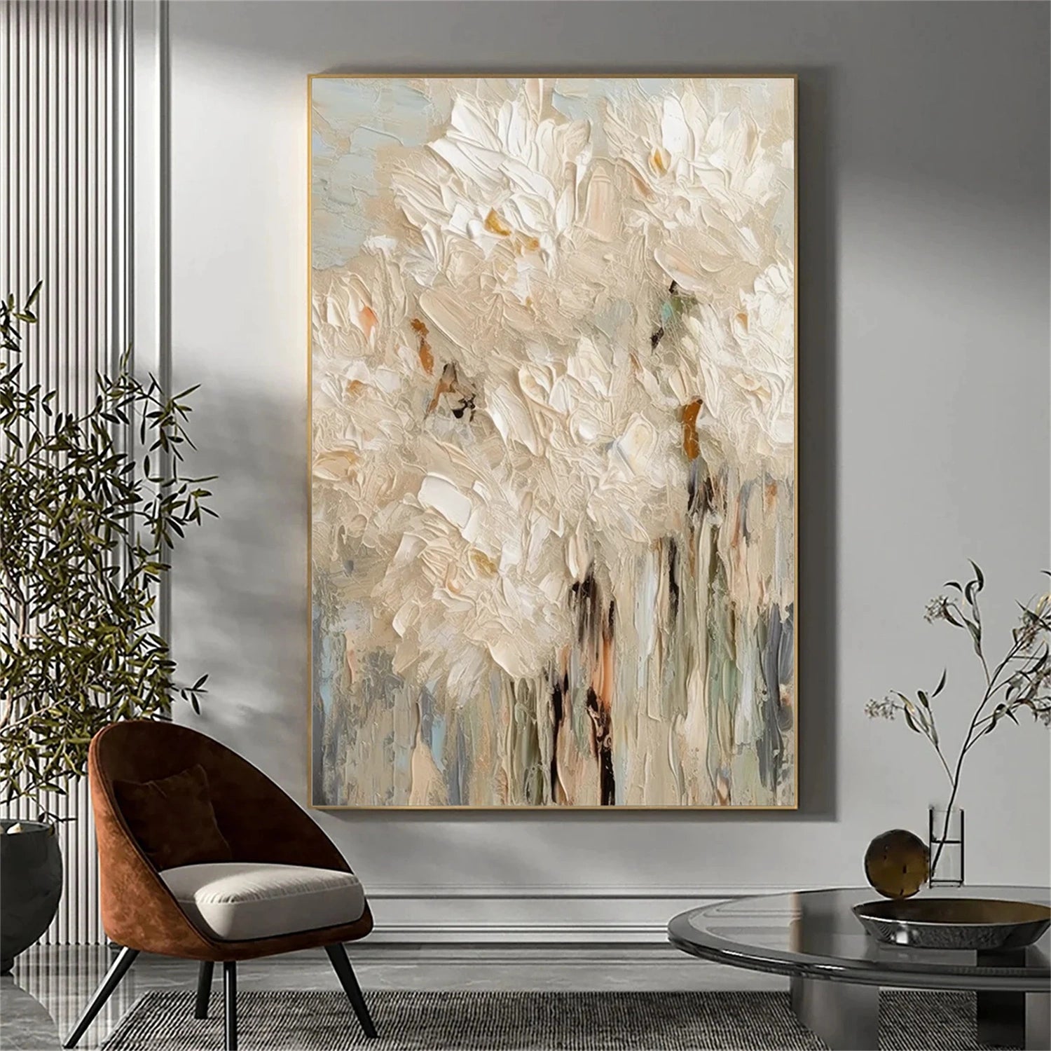 Tree And Flower Abstract Textured Wall Art #TF110