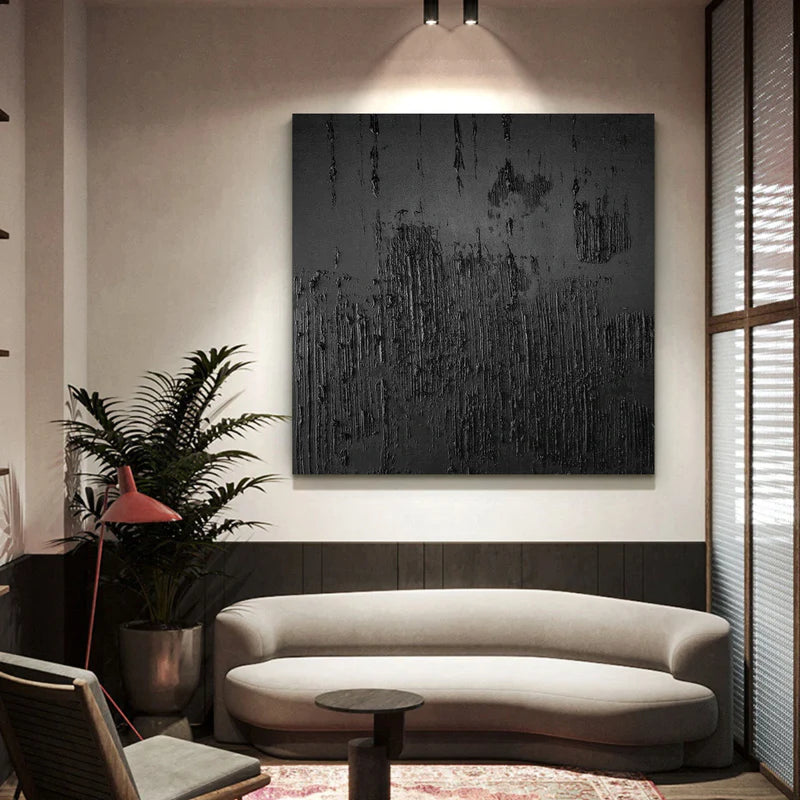 Black Textured Minimalist Wall Art #BT021