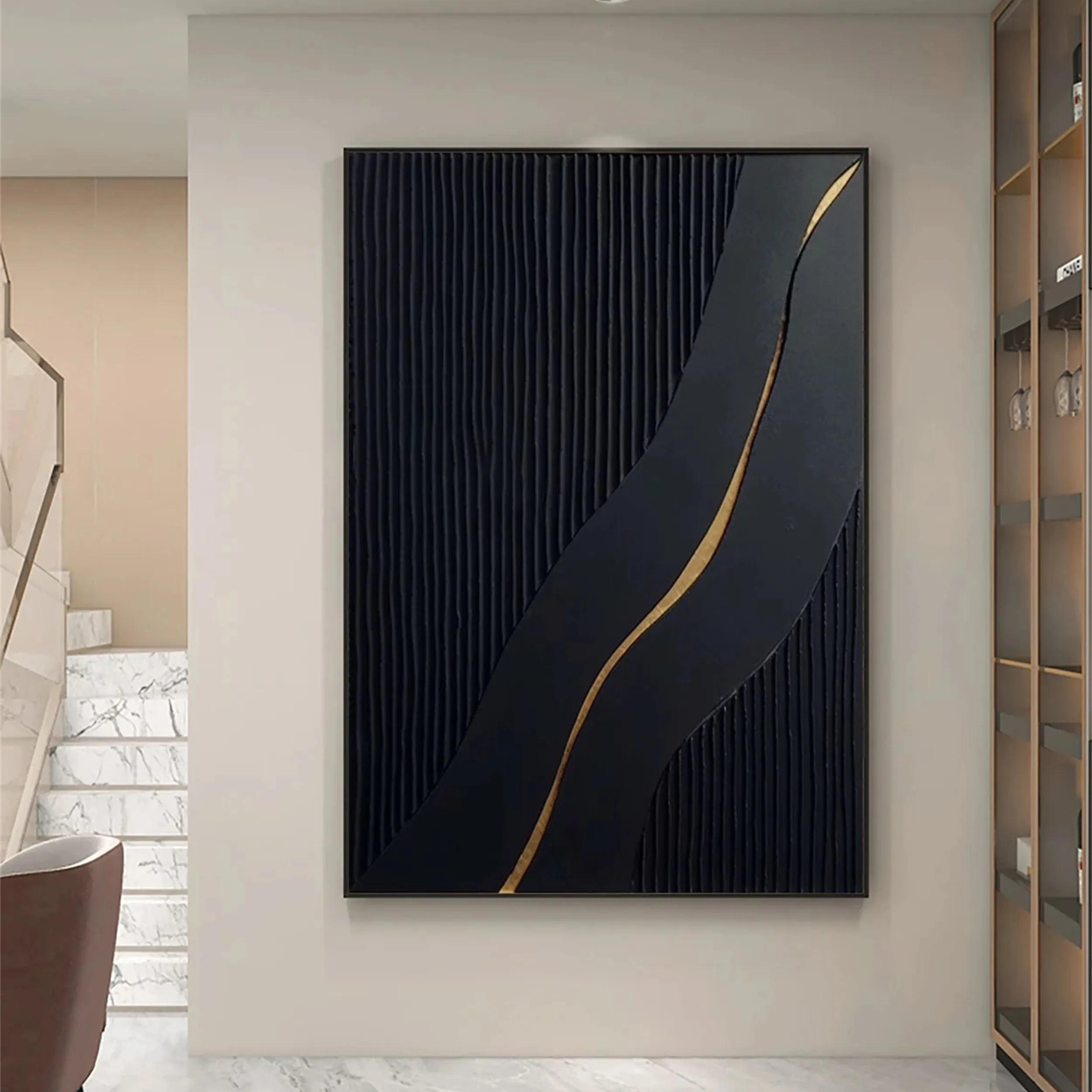 Black Textured Minimalist Wall Art #BT056