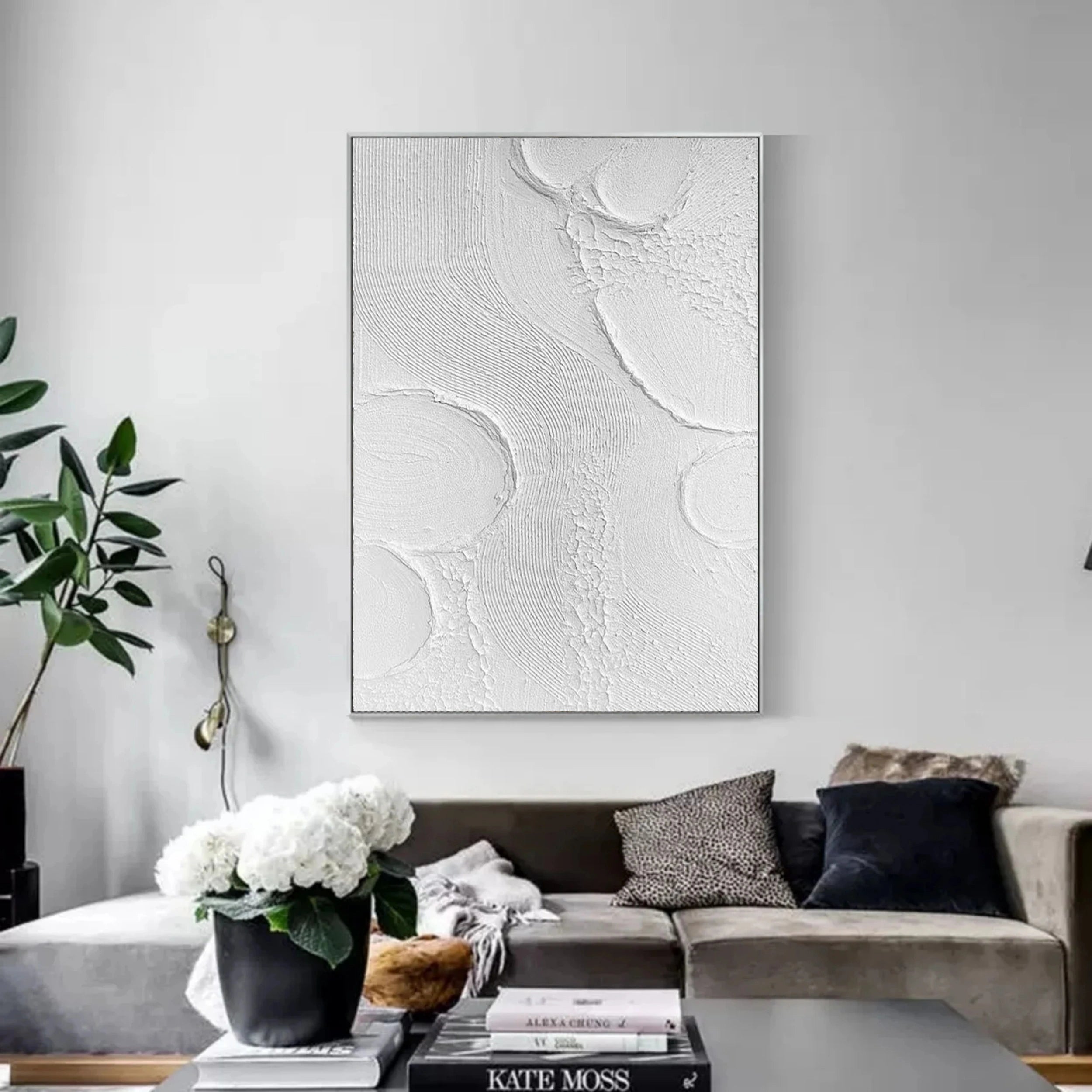 White Textured Minimalist Wall Art #WT061