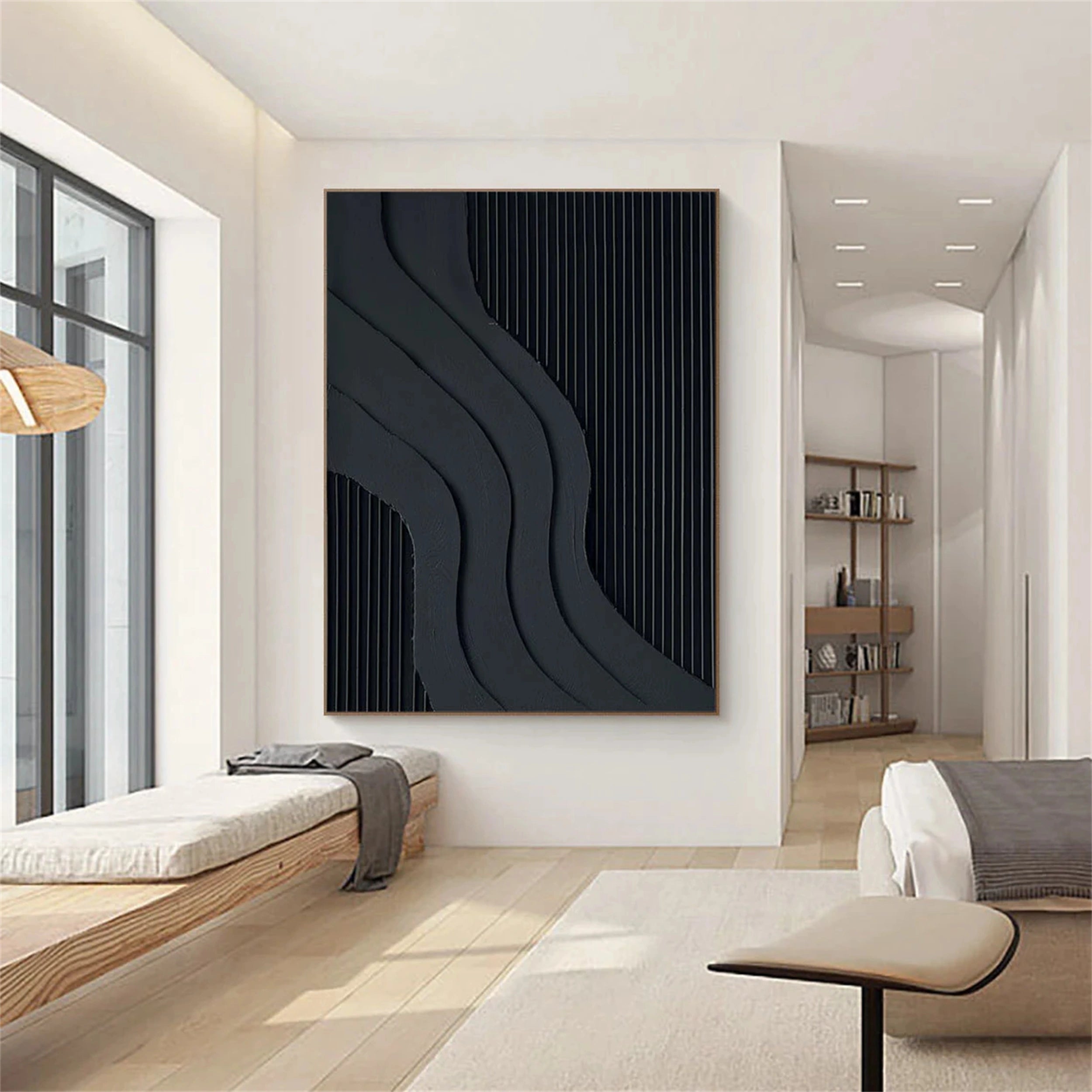 Black Textured Minimalist Wall Art #BT020