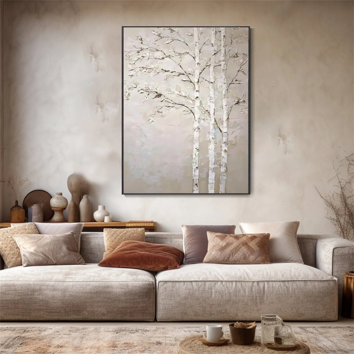 Tree And Flower Abstract Textured Wall Art #TF172