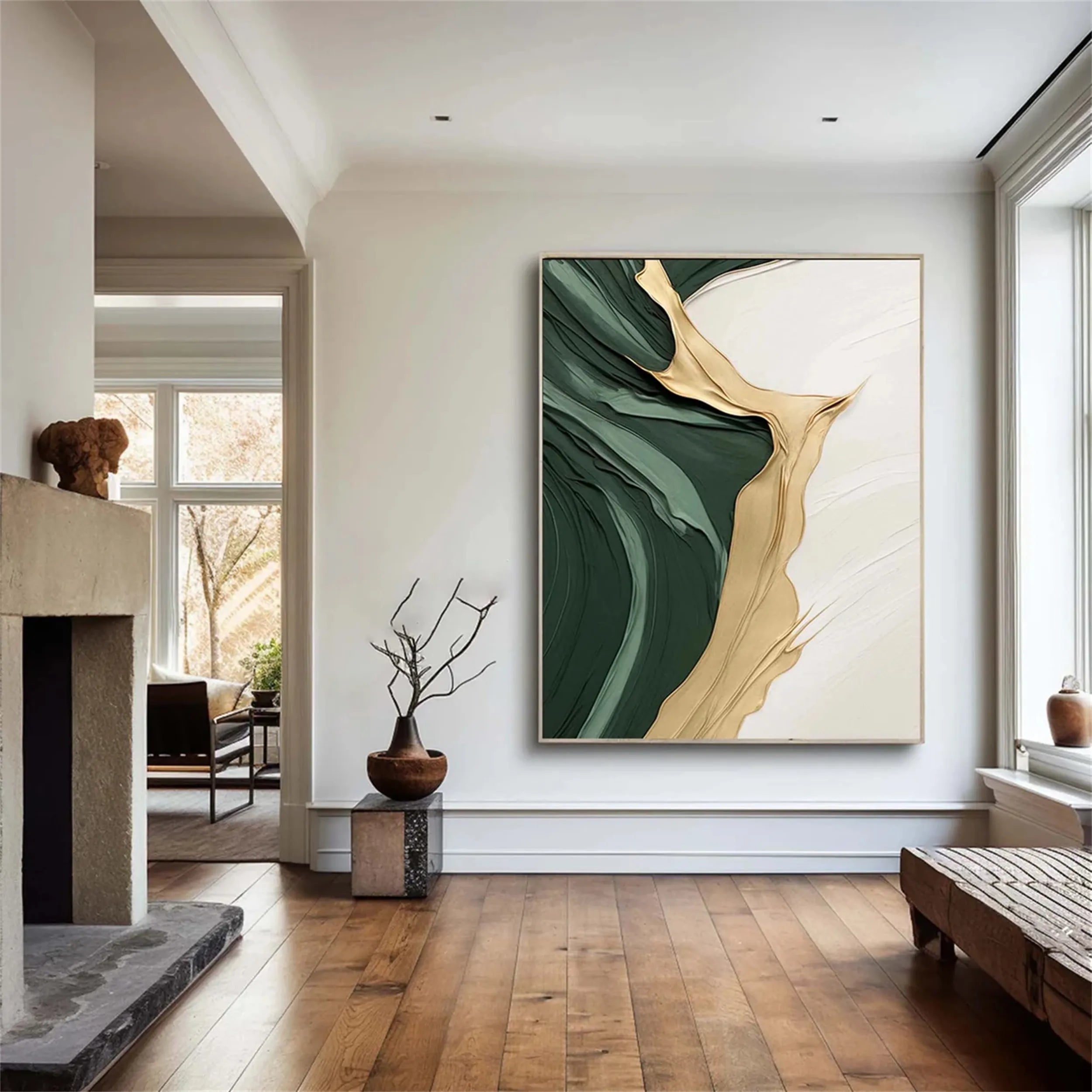Green Textured Minimalist Wall Art #GT035