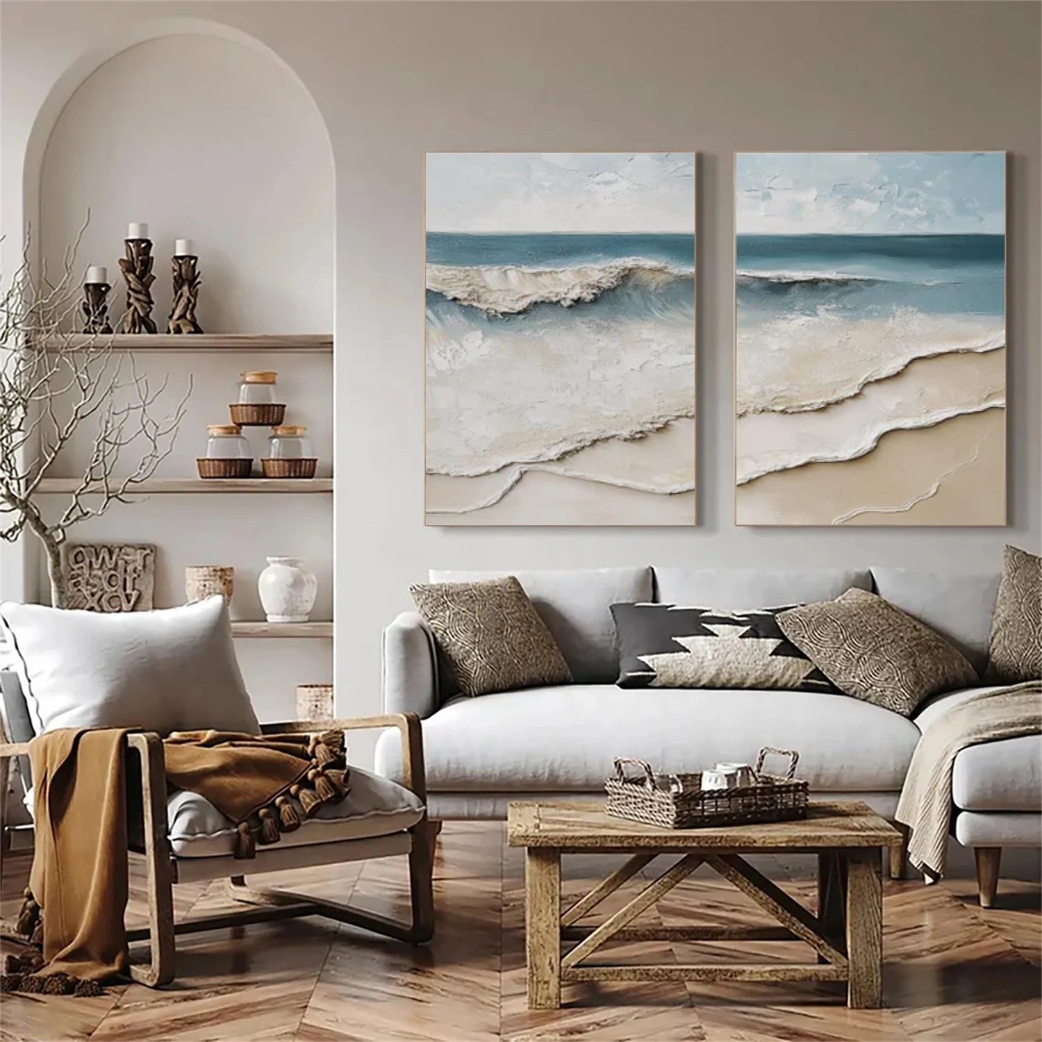 Sky And Ocean Abstract Textured Wall Art Set of 2 #SO289