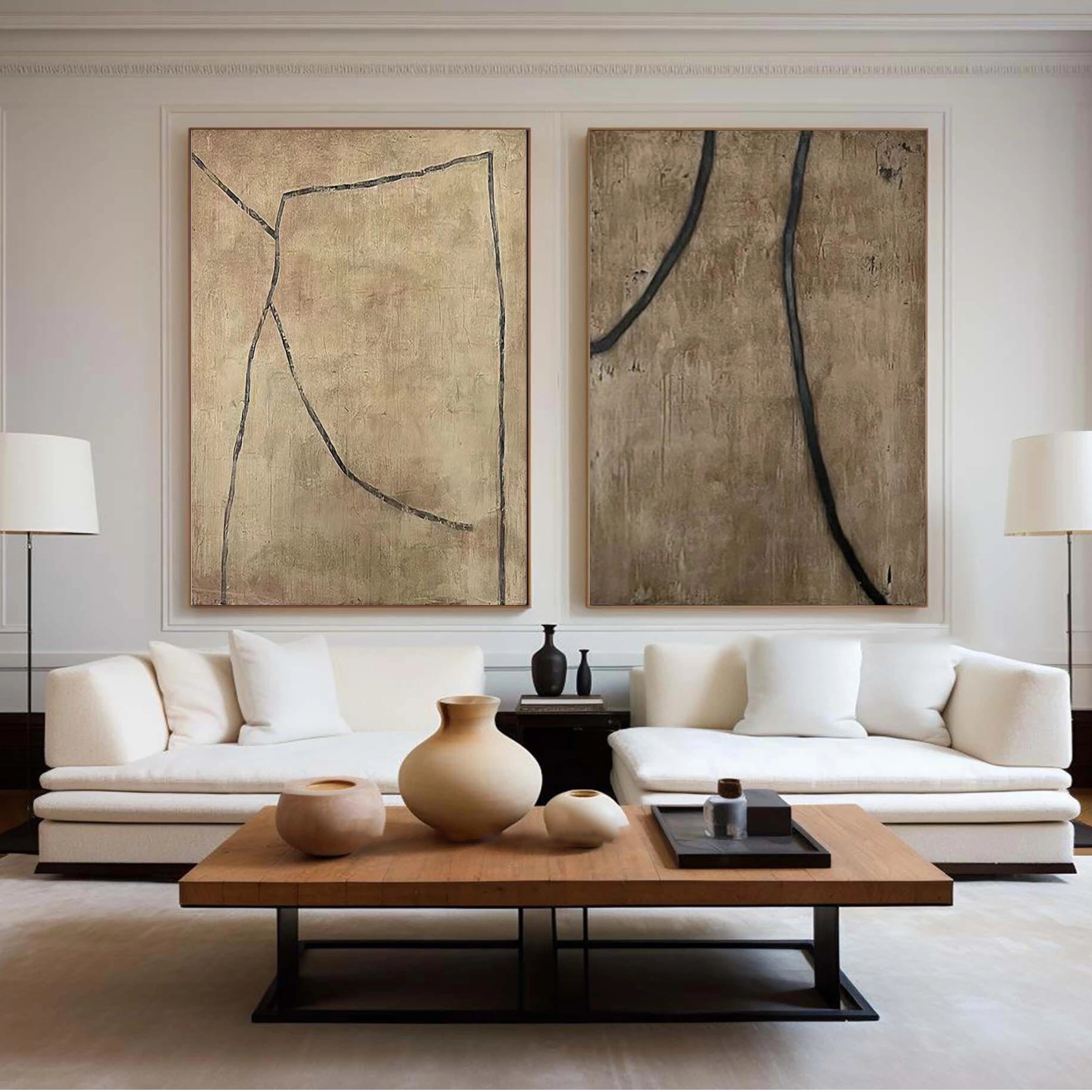 Wabi Sabi Abstract Wall Art Set of 2 #WA088