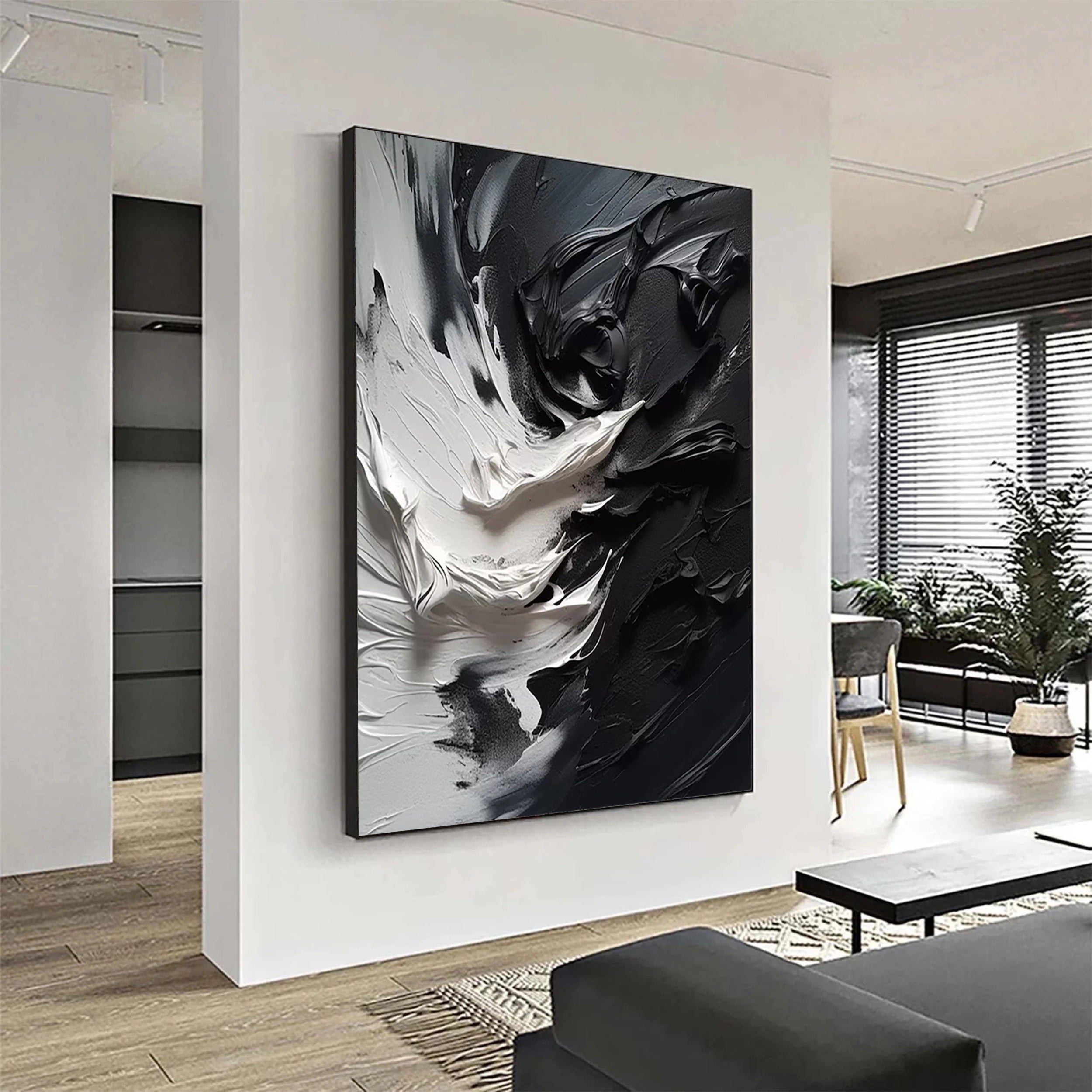 Black Textured Minimalist Wall Art #BT032