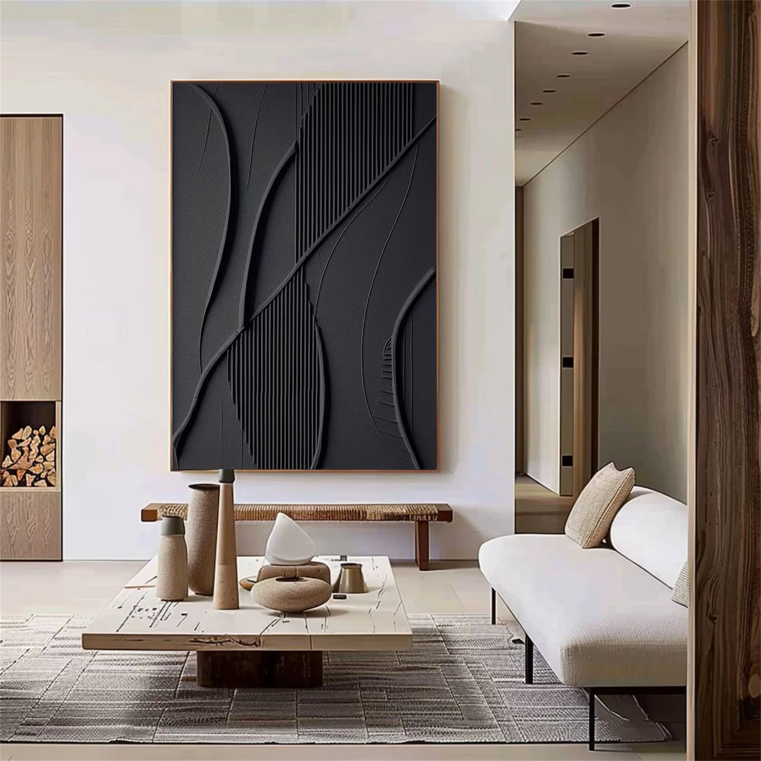 Black Textured Minimalist Wall Art #BT042