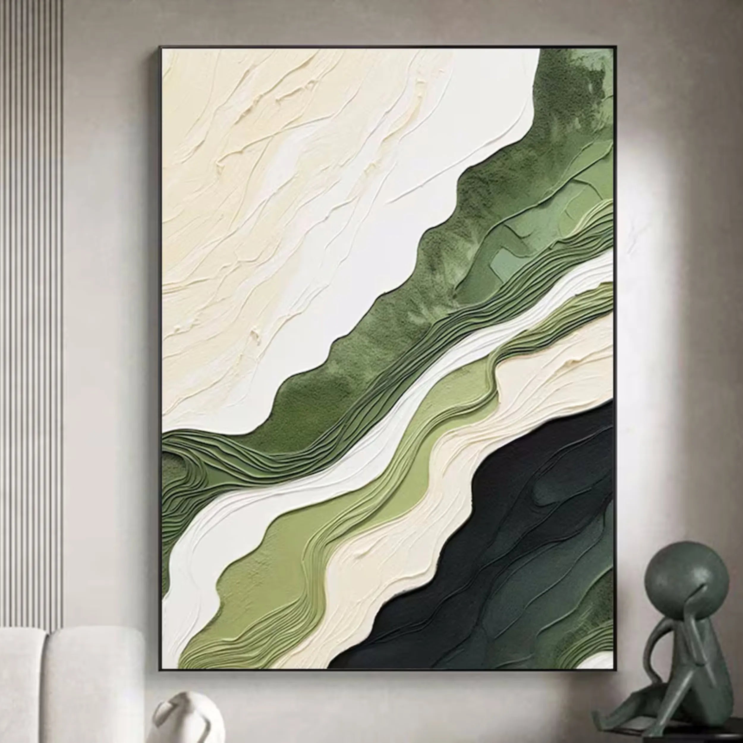 Green Textured Minimalist Wall Art #GT021
