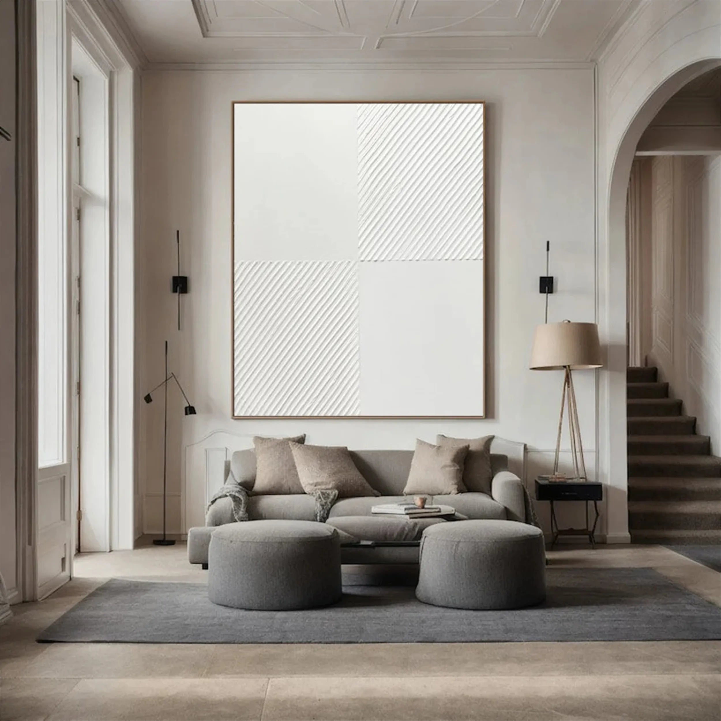 White Textured Minimalist Wall Art #WT103