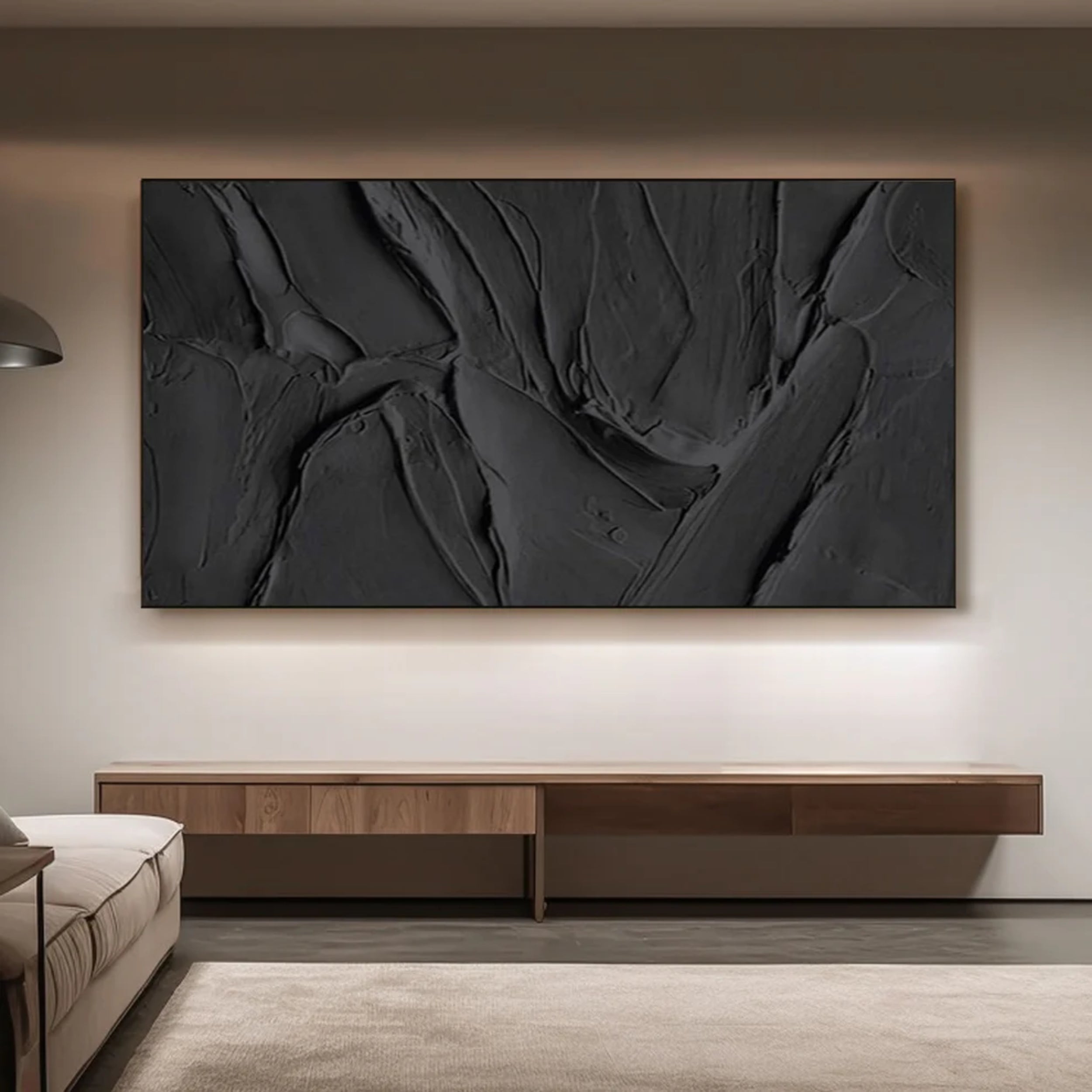 Black Textured Minimalist Wall Art #BT003